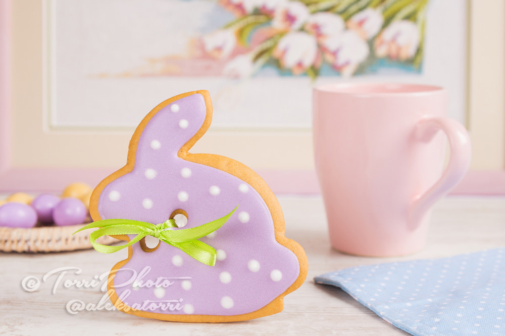 Canon EOS 650D (EOS Rebel T4i / EOS Kiss X6i) + Canon EF 24-105mm F4L IS USM sample photo. Easter bunny rabbit gingerbread cookie photography