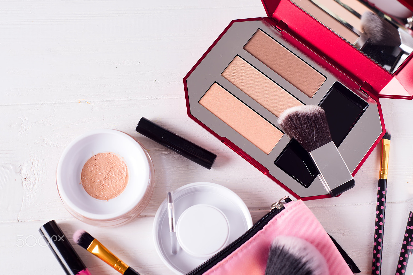 Nikon D610 sample photo. Various makeup products photography