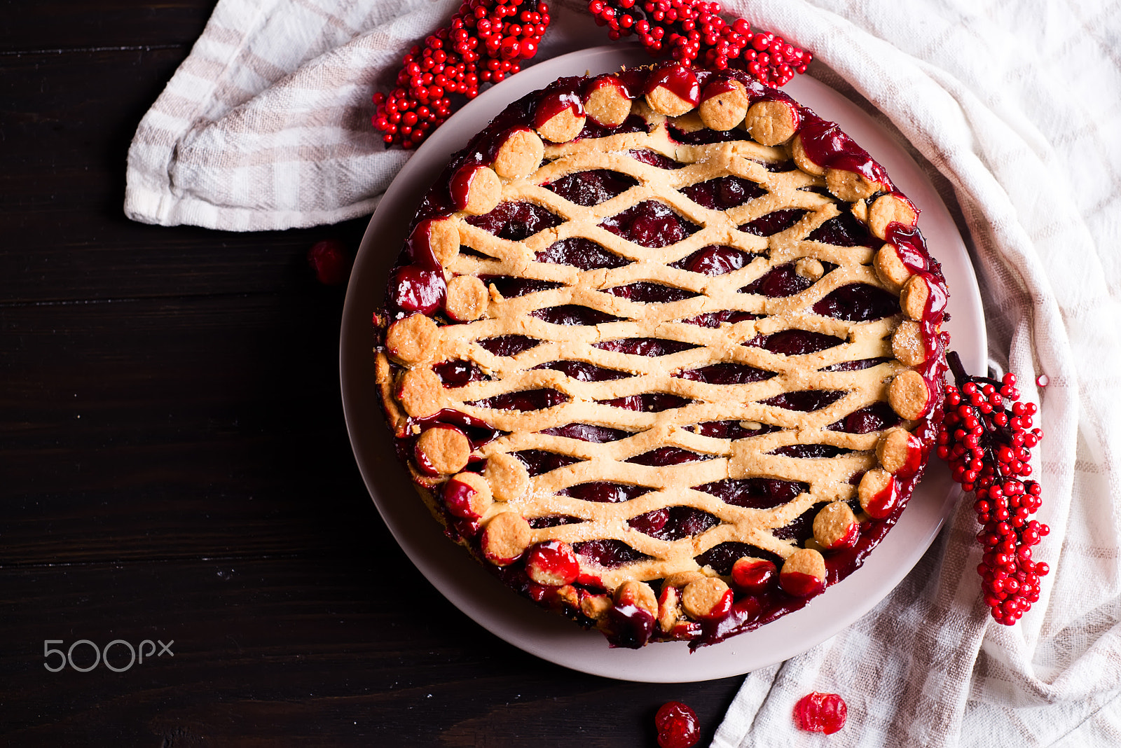 Nikon D610 + AF Nikkor 50mm f/1.8 sample photo. Homemade cherry pie photography