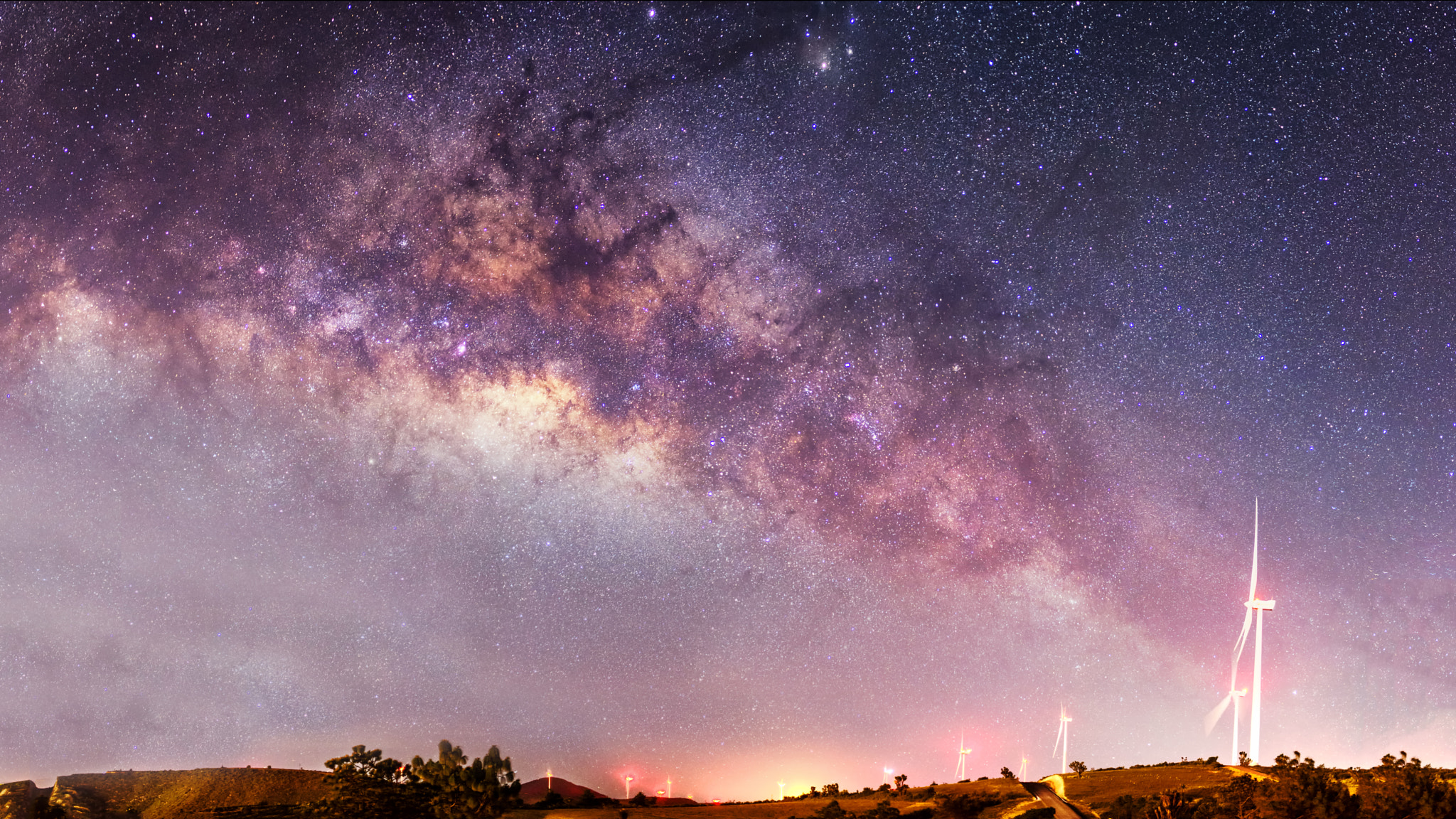 Nikon D4 sample photo. Milky way over the wind farm photography