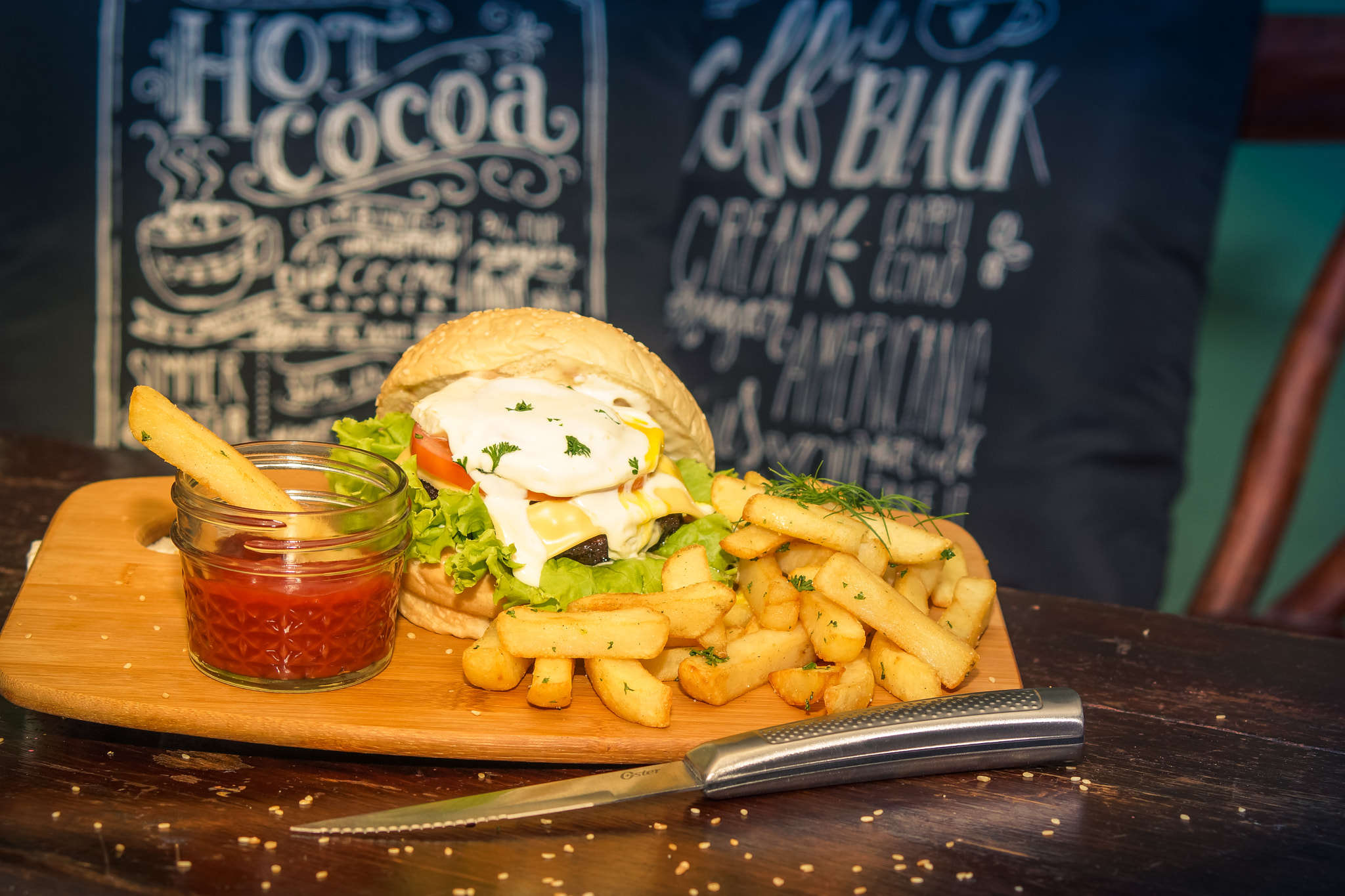 35-70mm F4 sample photo. Burger and fries photography