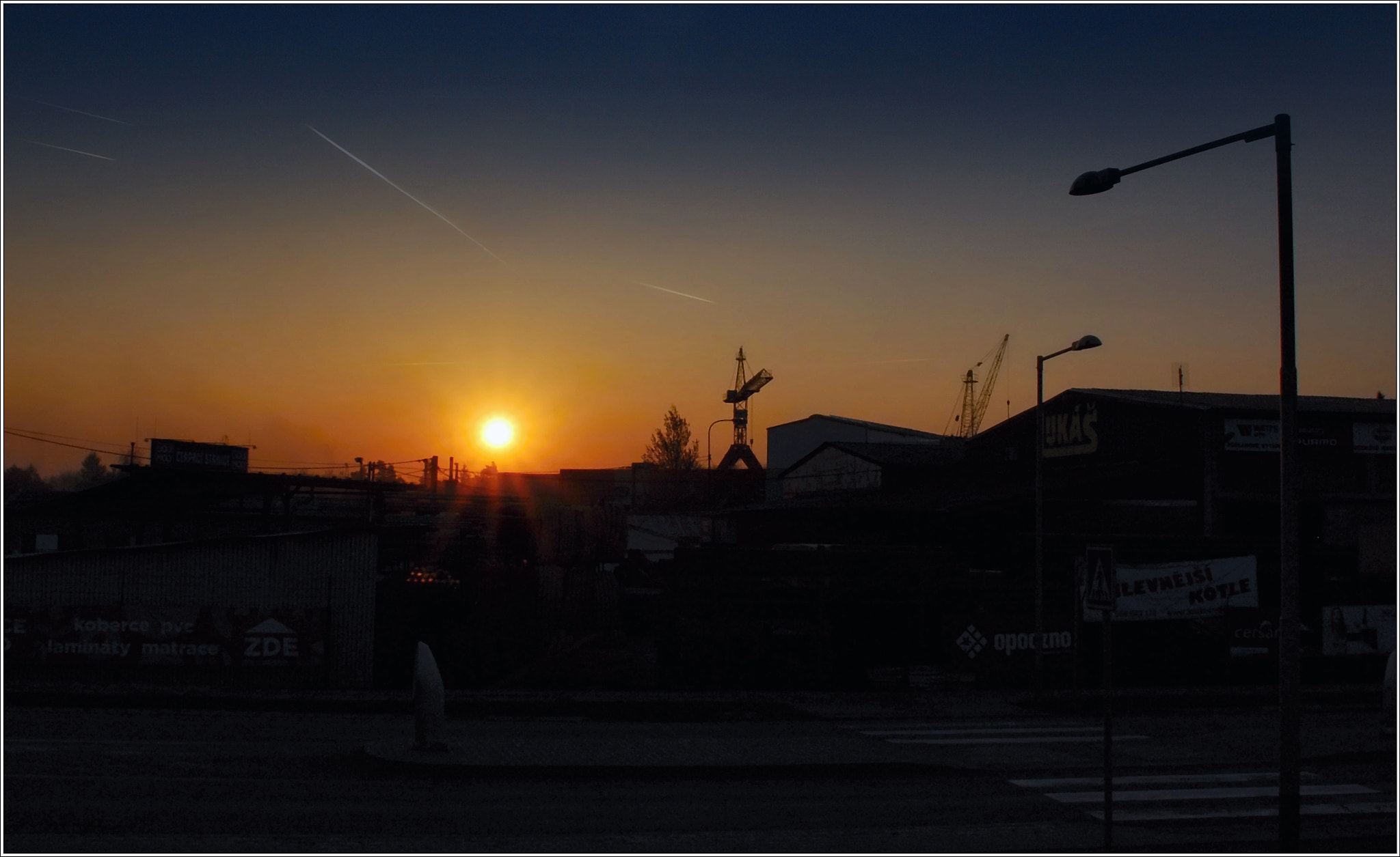 Nikon D60 + Sigma 18-200mm F3.5-6.3 DC OS HSM sample photo. Sunrise in industrial zone photography