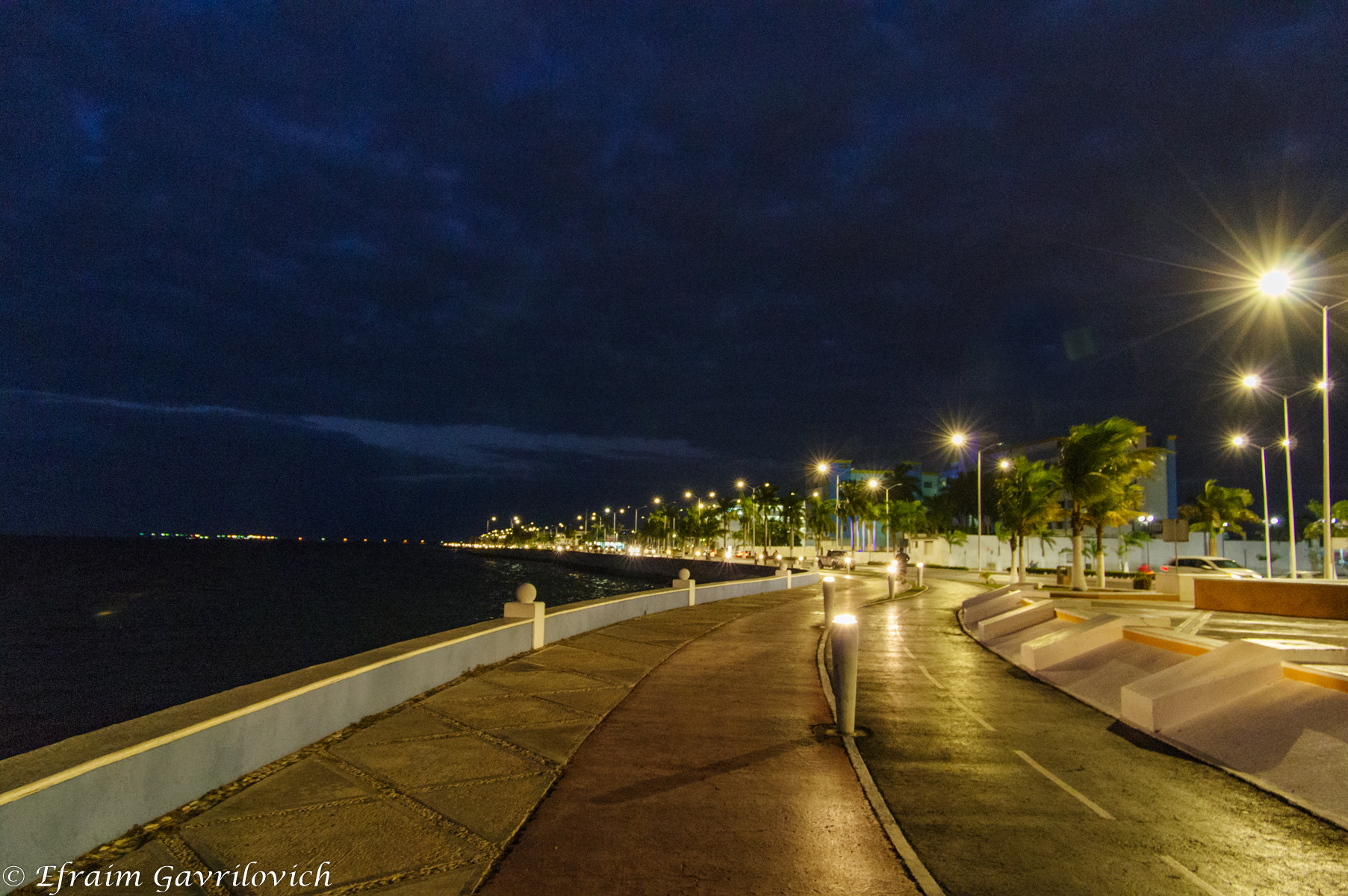 Pentax K-3 sample photo. Boardwalk at night in campeche, mexico. photography