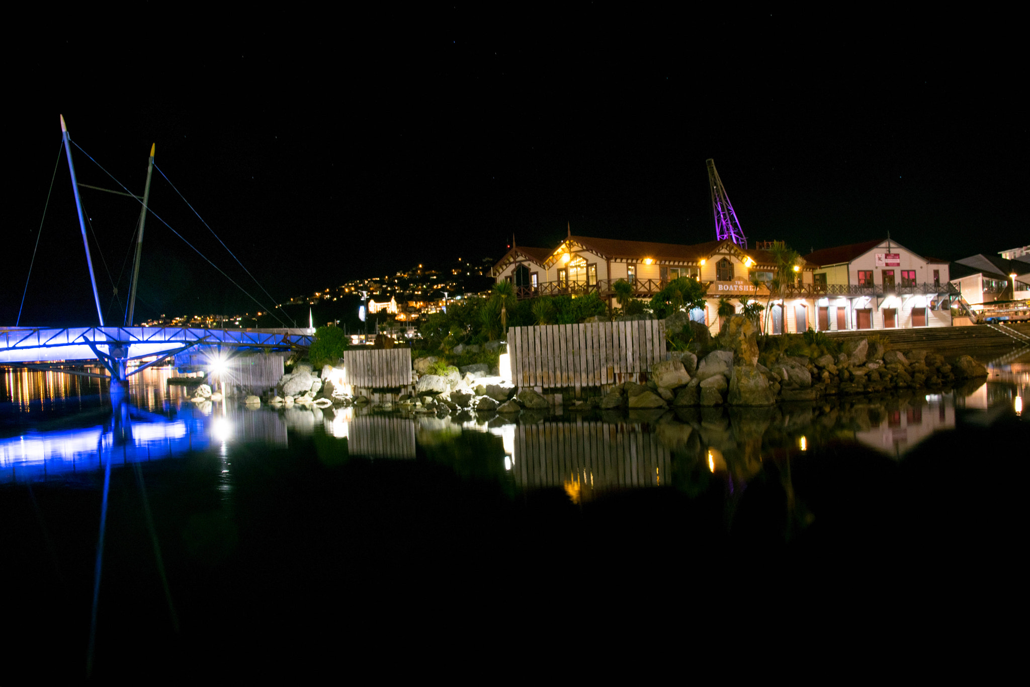 Nikon D5300 + Sigma 28-300mm F3.5-6.3 DG Macro sample photo. Wellington waterfront by night photography