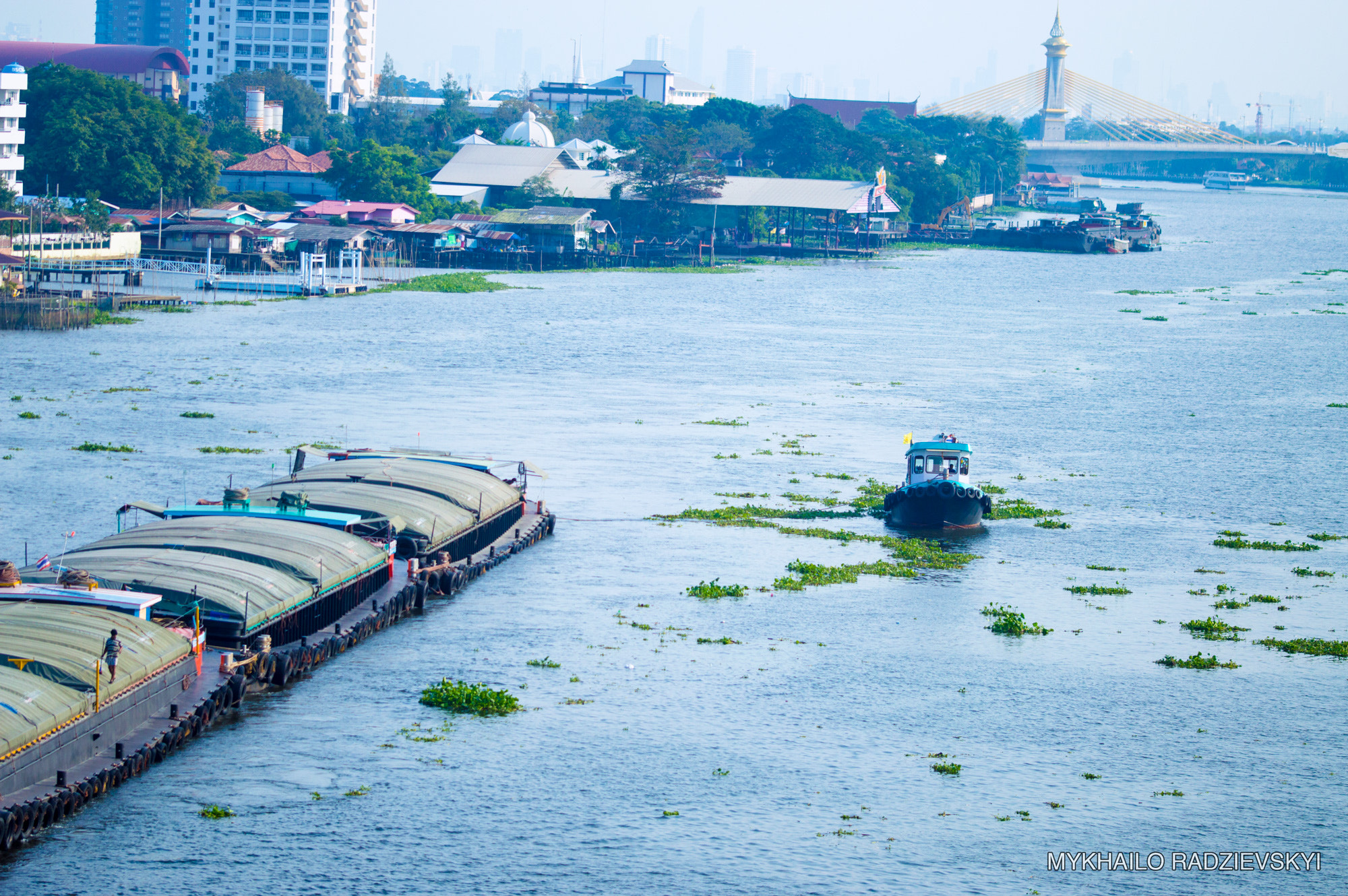 Sigma 105mm F2.8 EX DG OS HSM sample photo. Tug on chao phraya river, bangkok photography