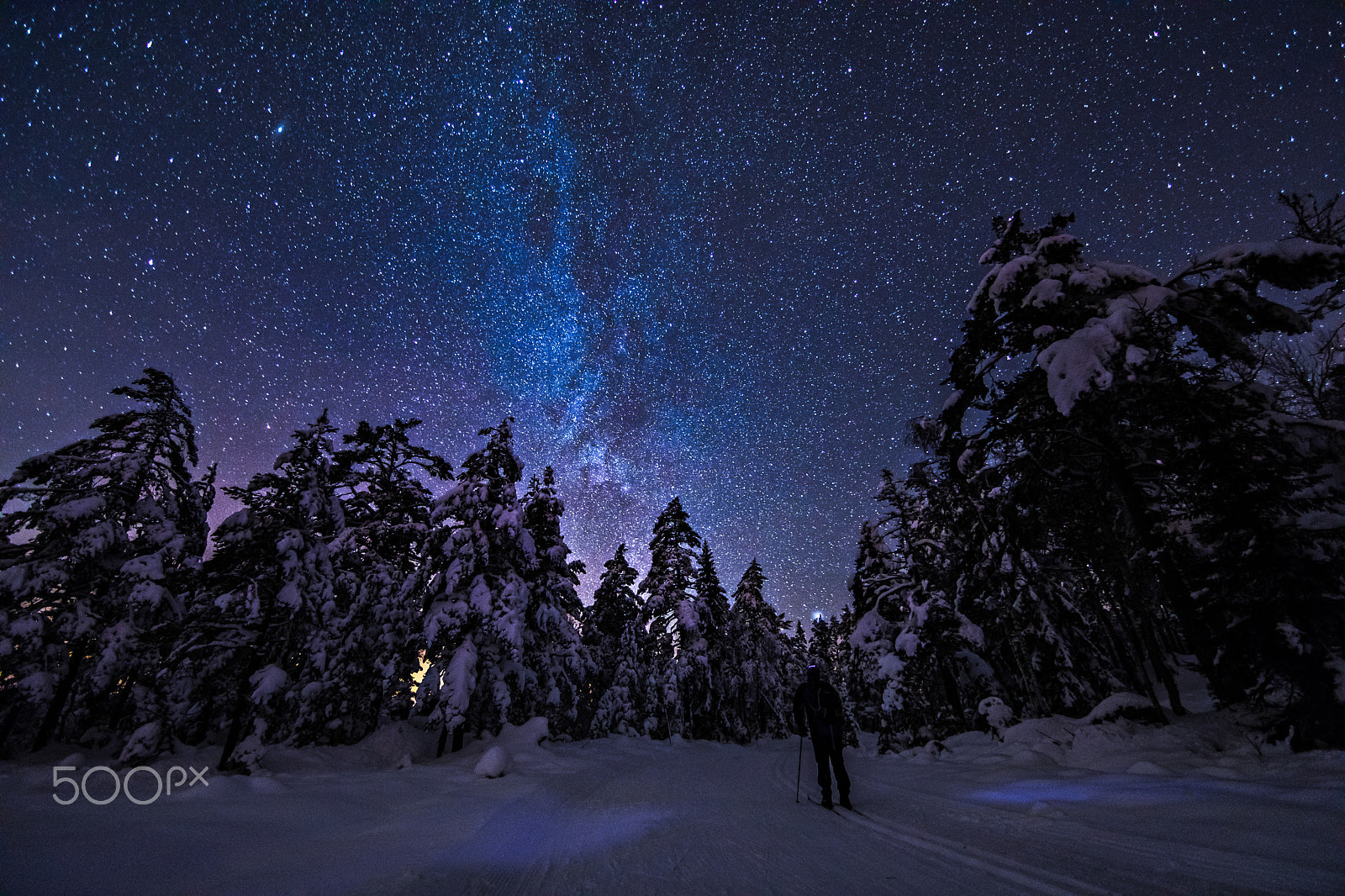 Canon EOS 5D Mark IV + Canon EF 14mm F2.8L II USM sample photo. Skiing under the stars photography