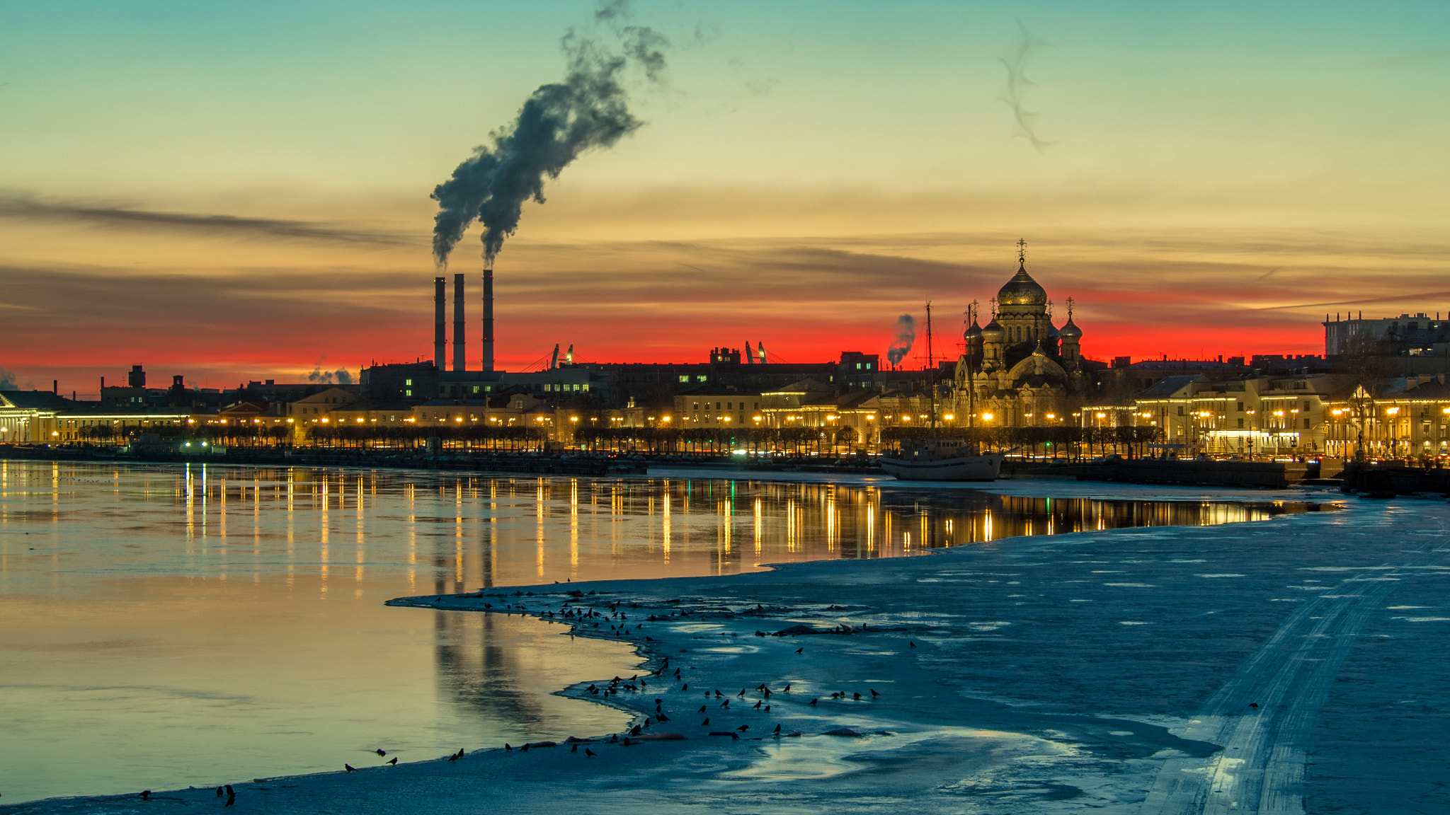 Olympus PEN E-PL7 sample photo. Sunset over vasilievskiy island photography