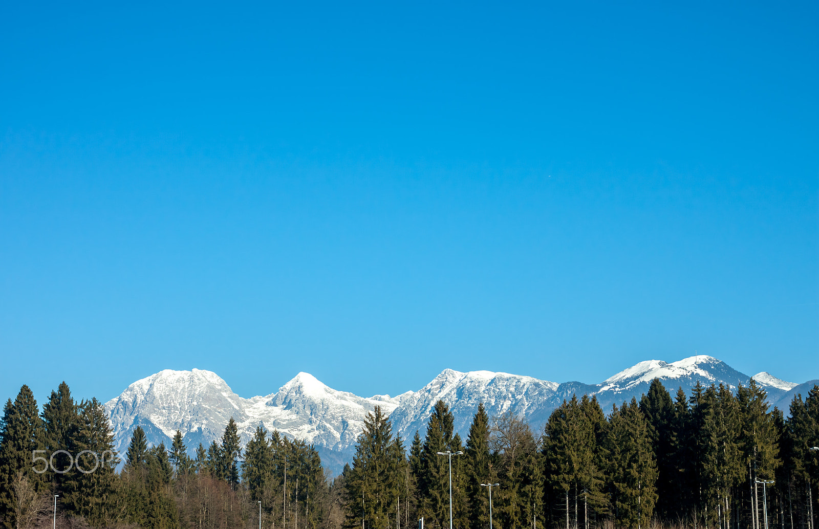 Canon EOS 500D (EOS Rebel T1i / EOS Kiss X3) + Canon EF 40mm F2.8 STM sample photo. Snowy mountains over fir trees photography