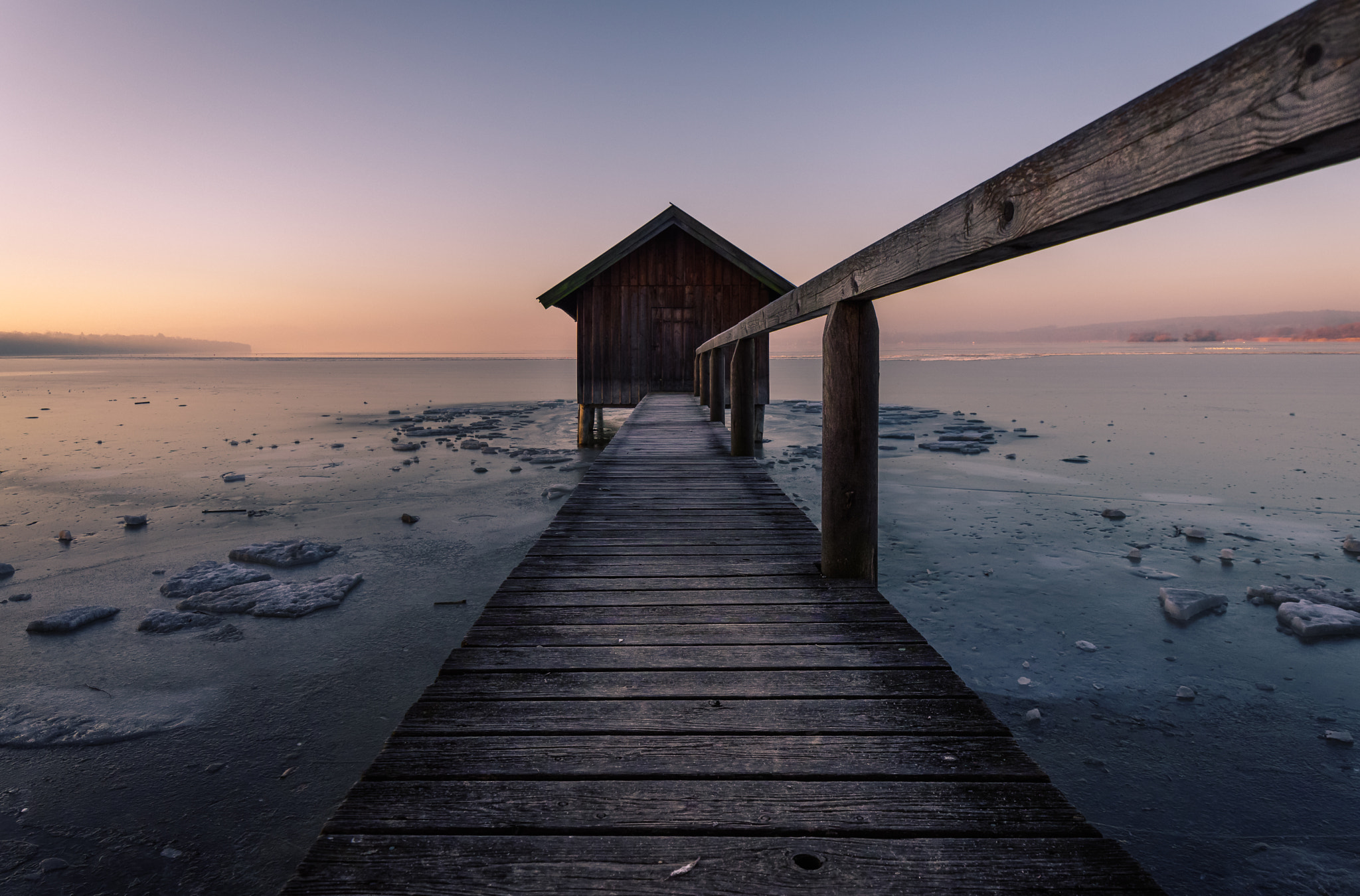 A Series Lens sample photo. Sunrise at the lake photography