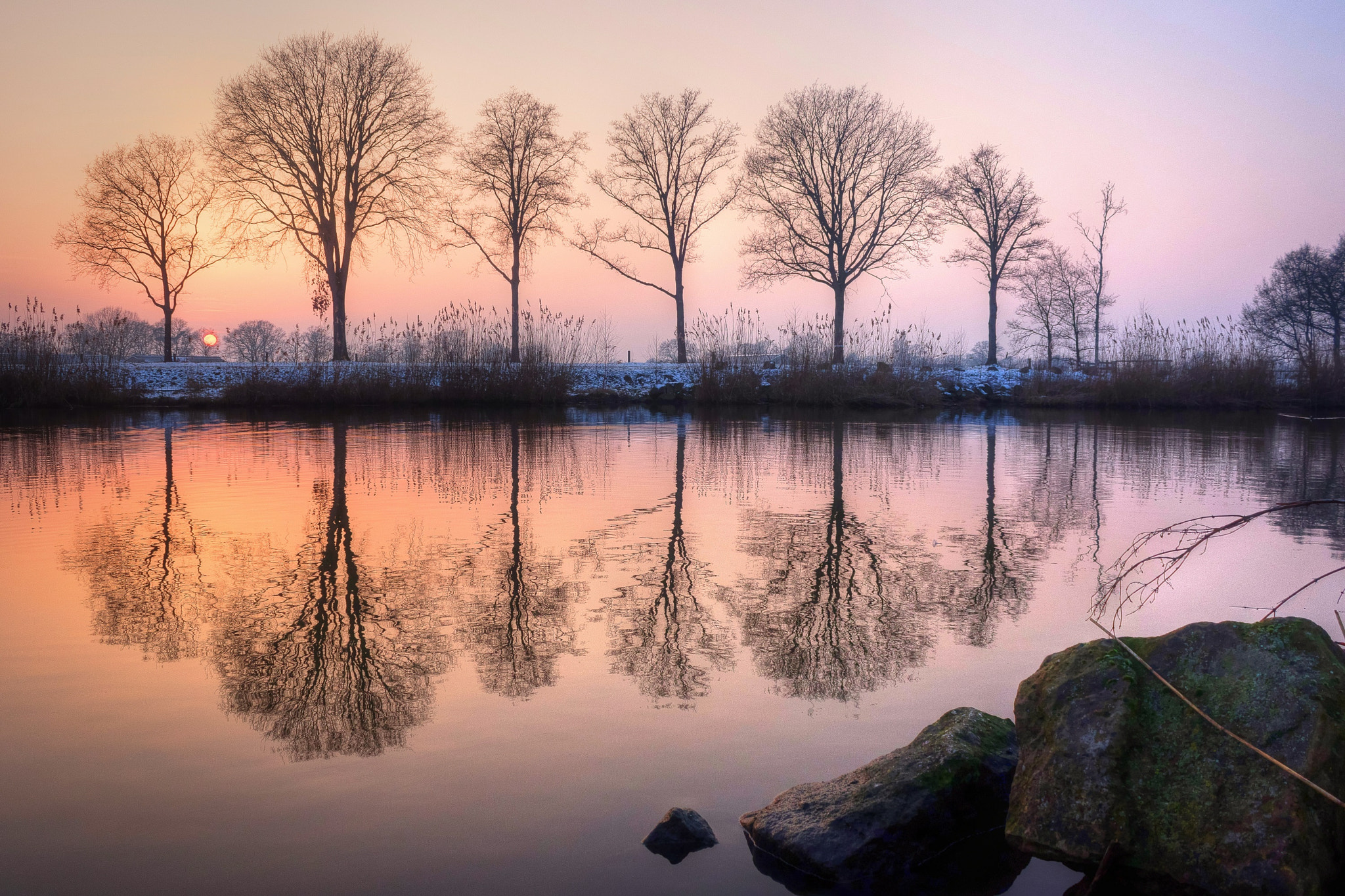 Canon EOS 7D Mark II + Canon EF-S 18-55mm F3.5-5.6 IS II sample photo. Beautiful reflection during sunset in bornebroek, the netherlands photography