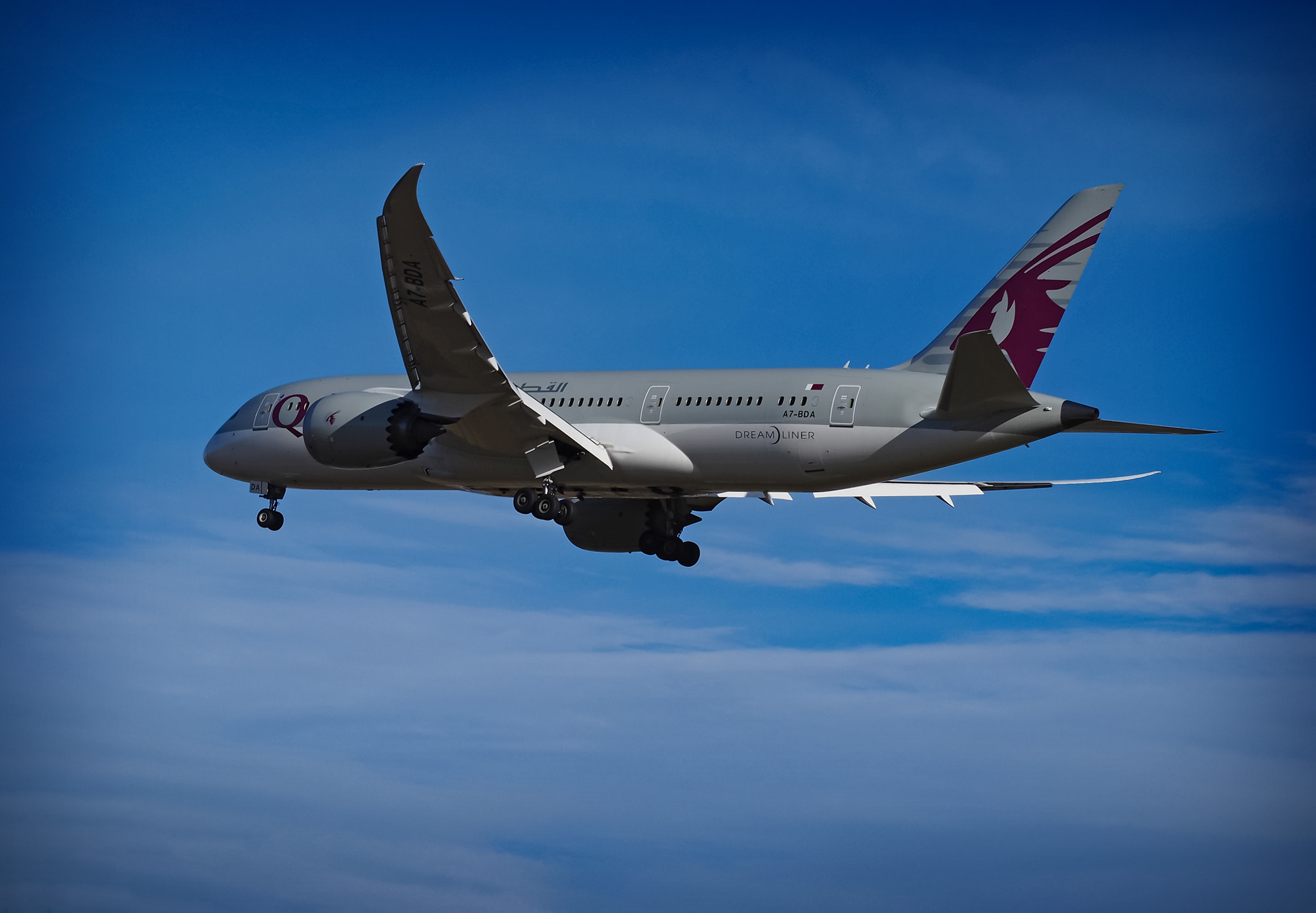 Olympus PEN-F sample photo. Qatar airlines 777 dreamliner photography