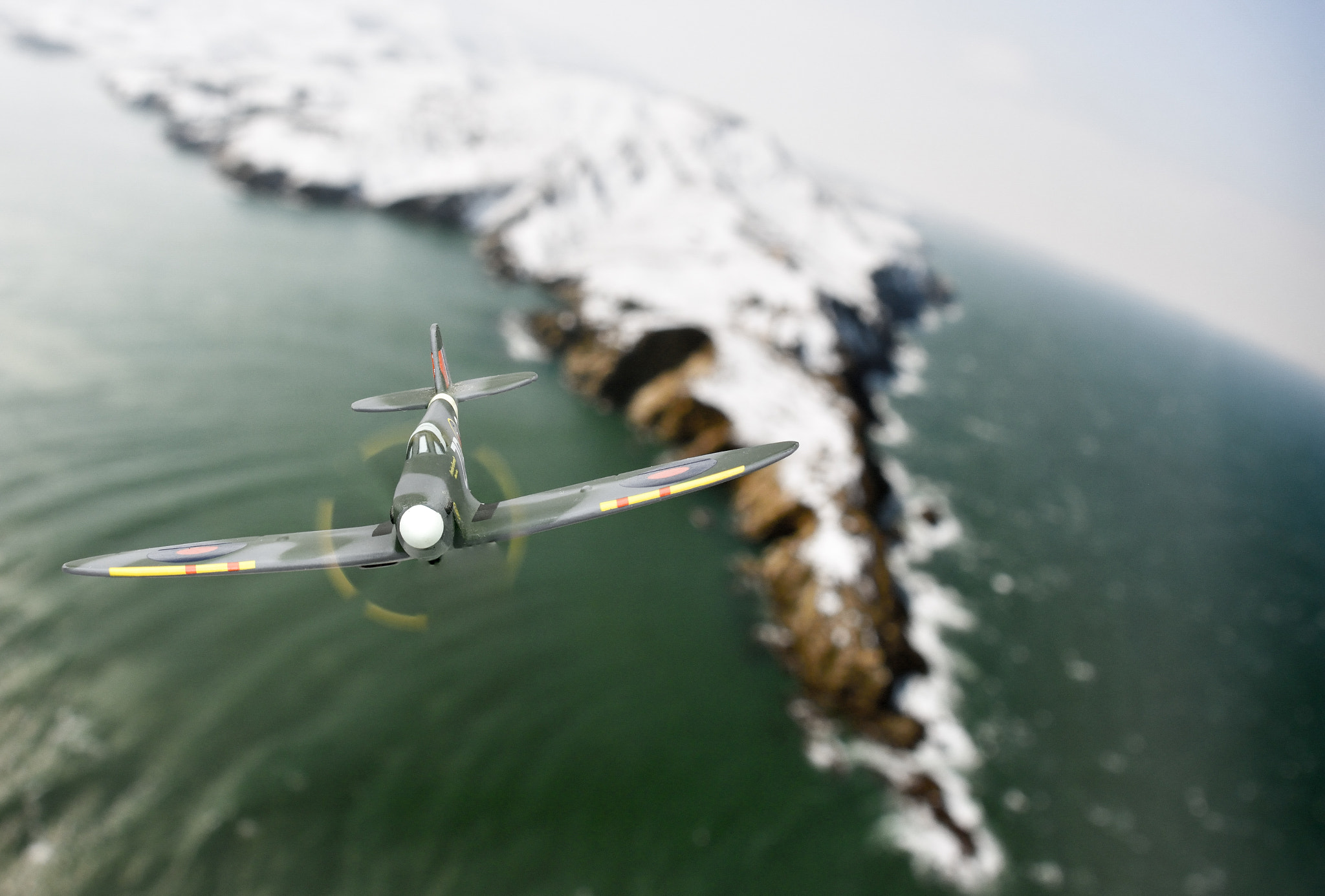 Nikon 1 J5 sample photo. Spitfire mki over french coast. photography