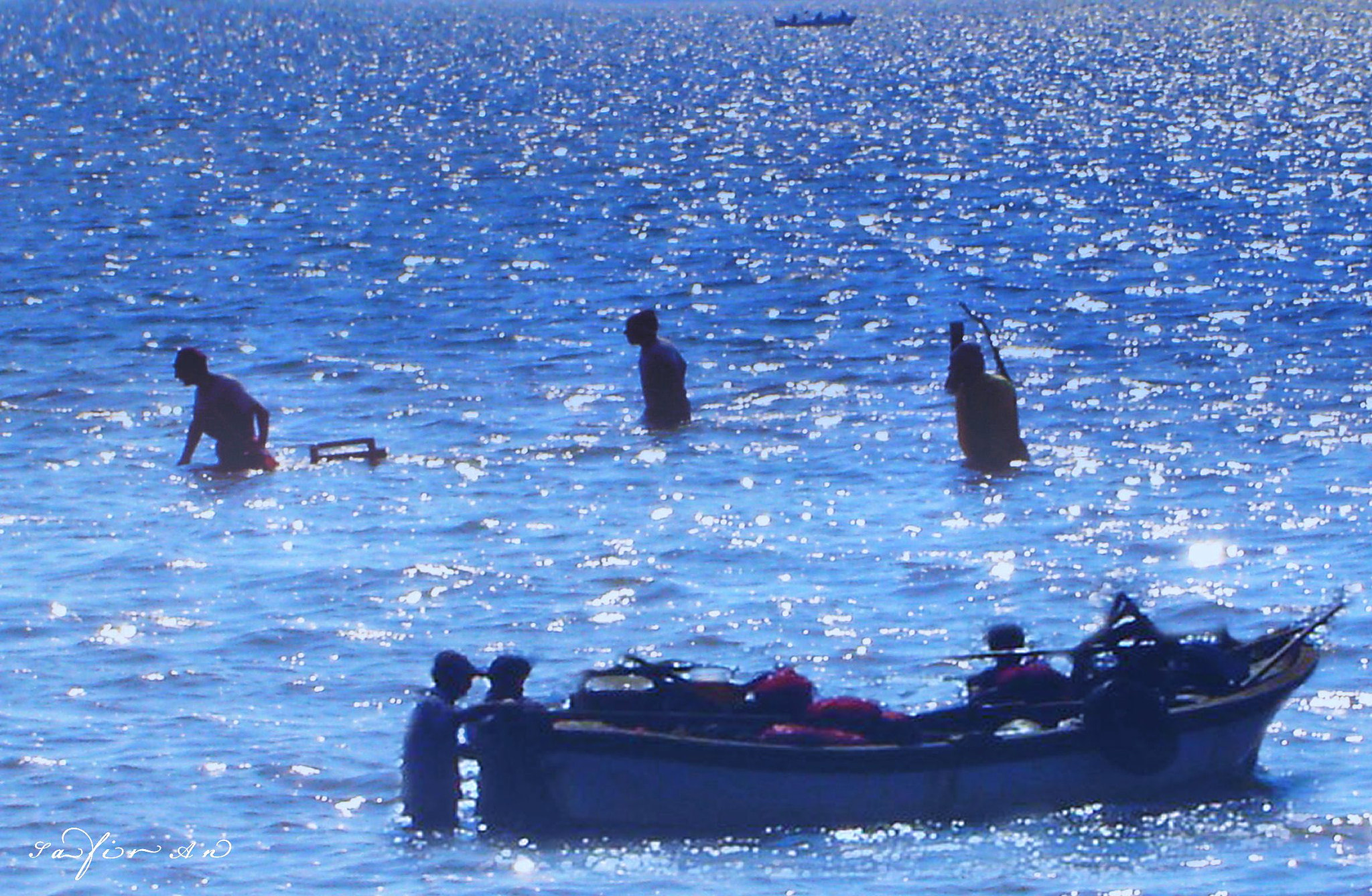 Sony DSC-P73 sample photo. Oyster hunters in the gulf of izmir photography