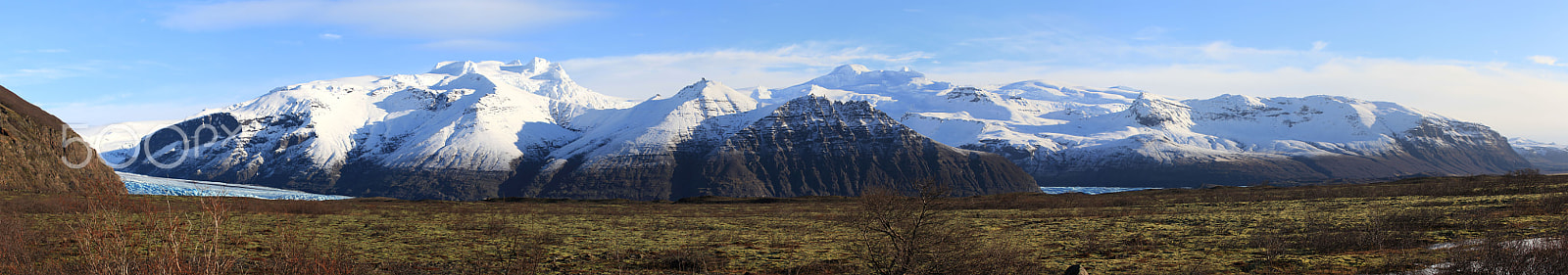 Canon EF 70-300mm F4-5.6L IS USM sample photo. Panoramic pic of the glacier at skaftafell photography