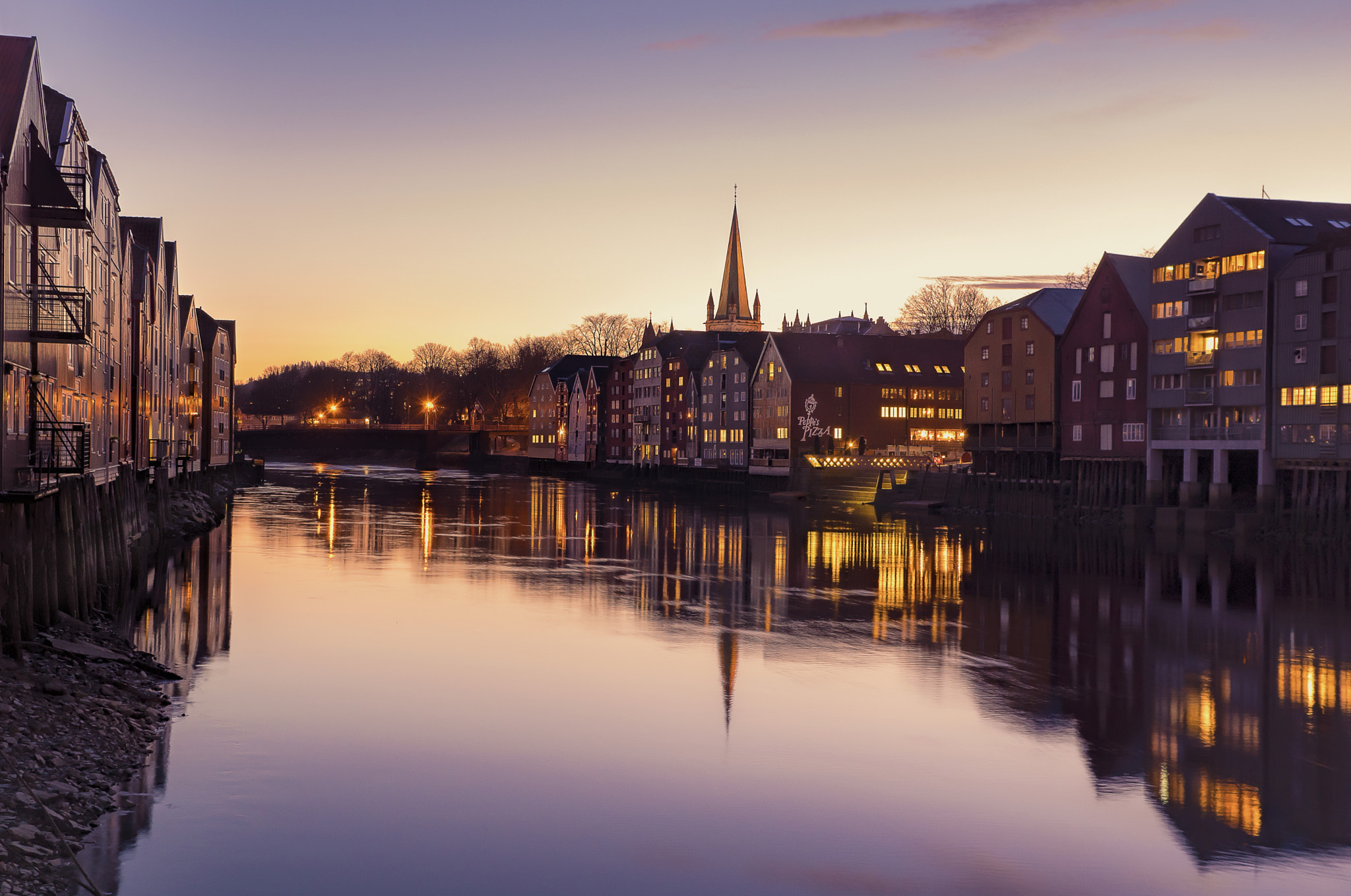 Sony SLT-A68 sample photo. Night falls in trondheim photography