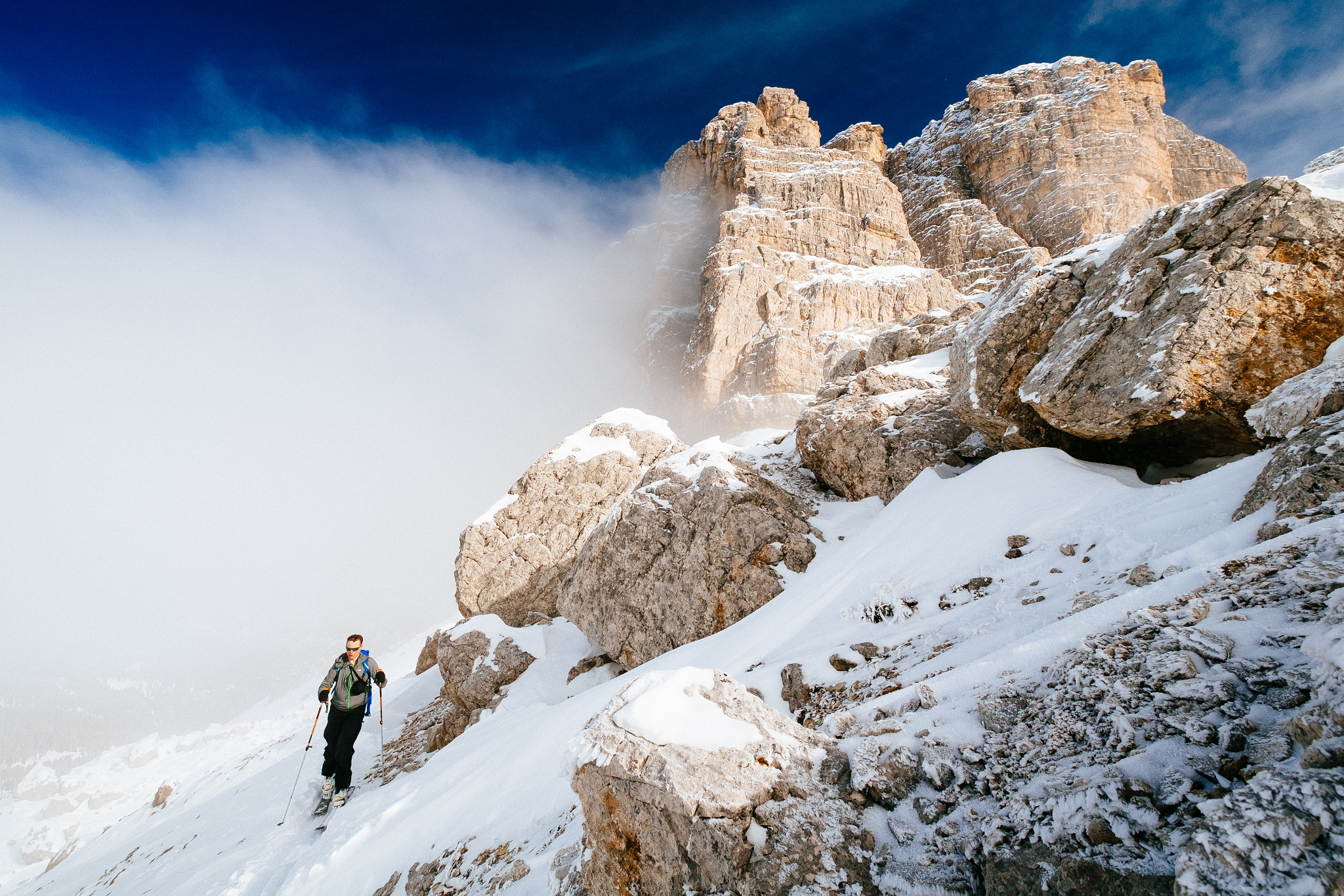 Fujifilm X-E1 sample photo. Tour of monte mondeval on skis photography