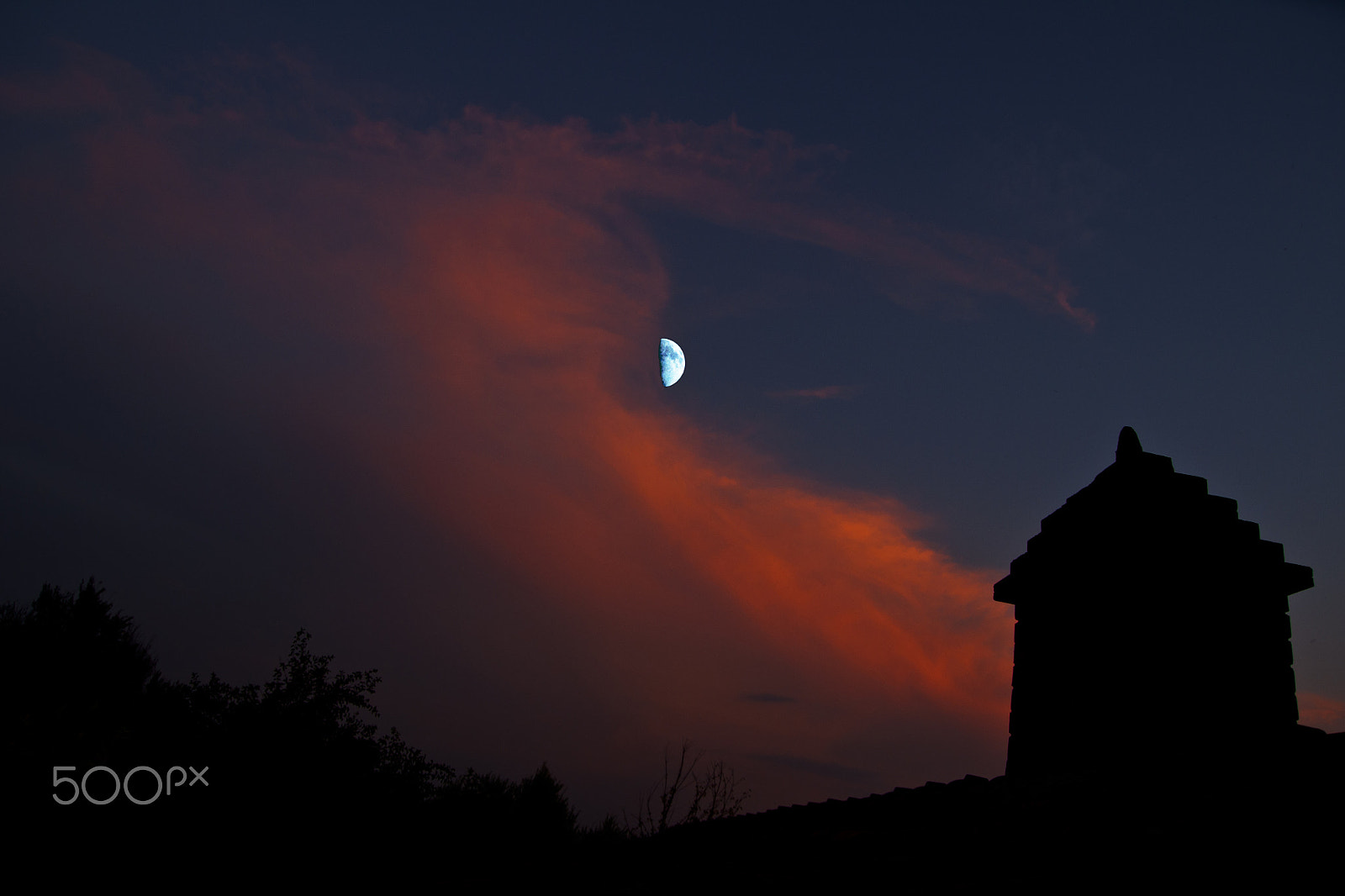 Sony Alpha DSLR-A700 sample photo. Moon in the sunset photography