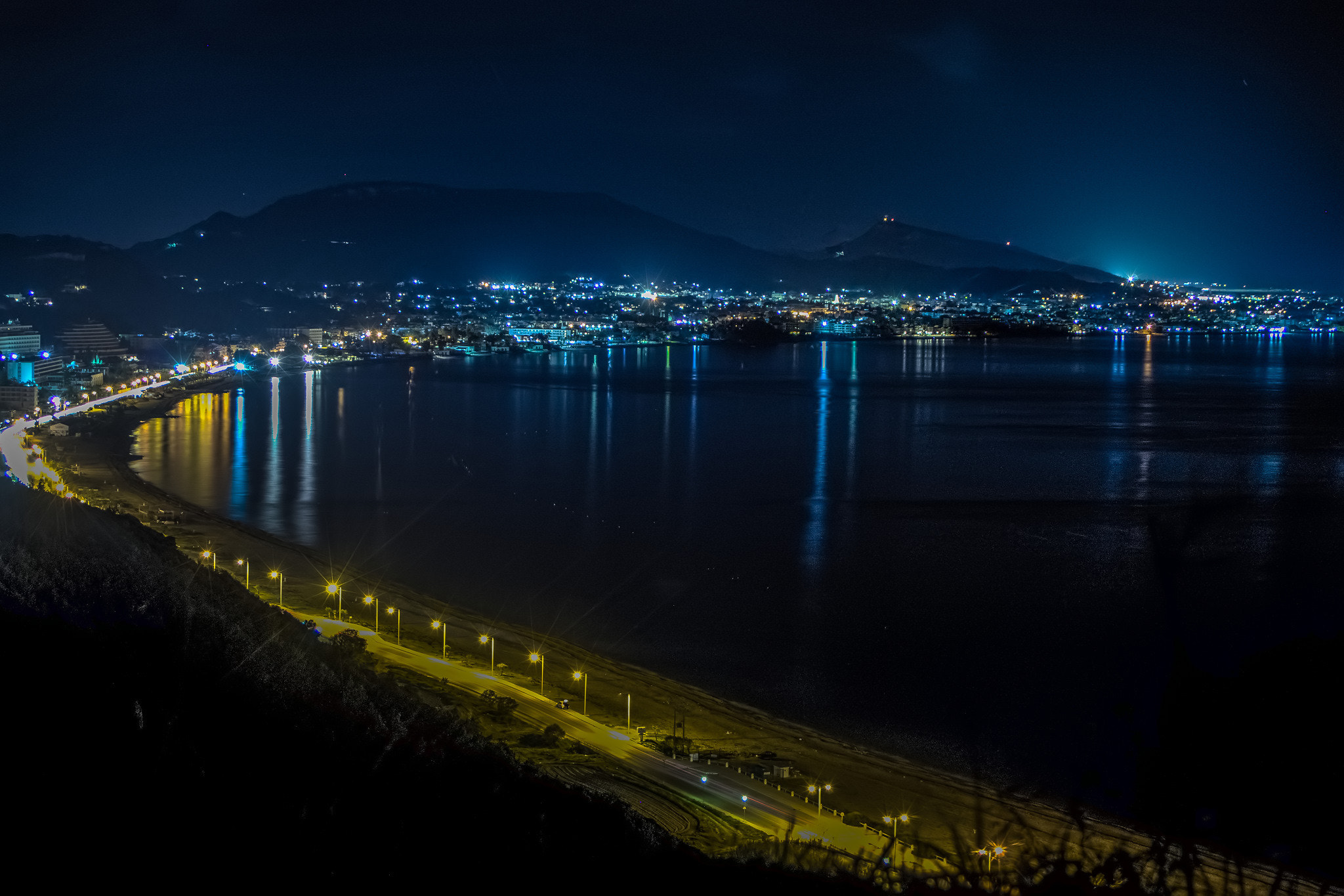 Canon EF 28-80mm f/3.5-5.6 sample photo. Ixia beach by night-rhodes island photography