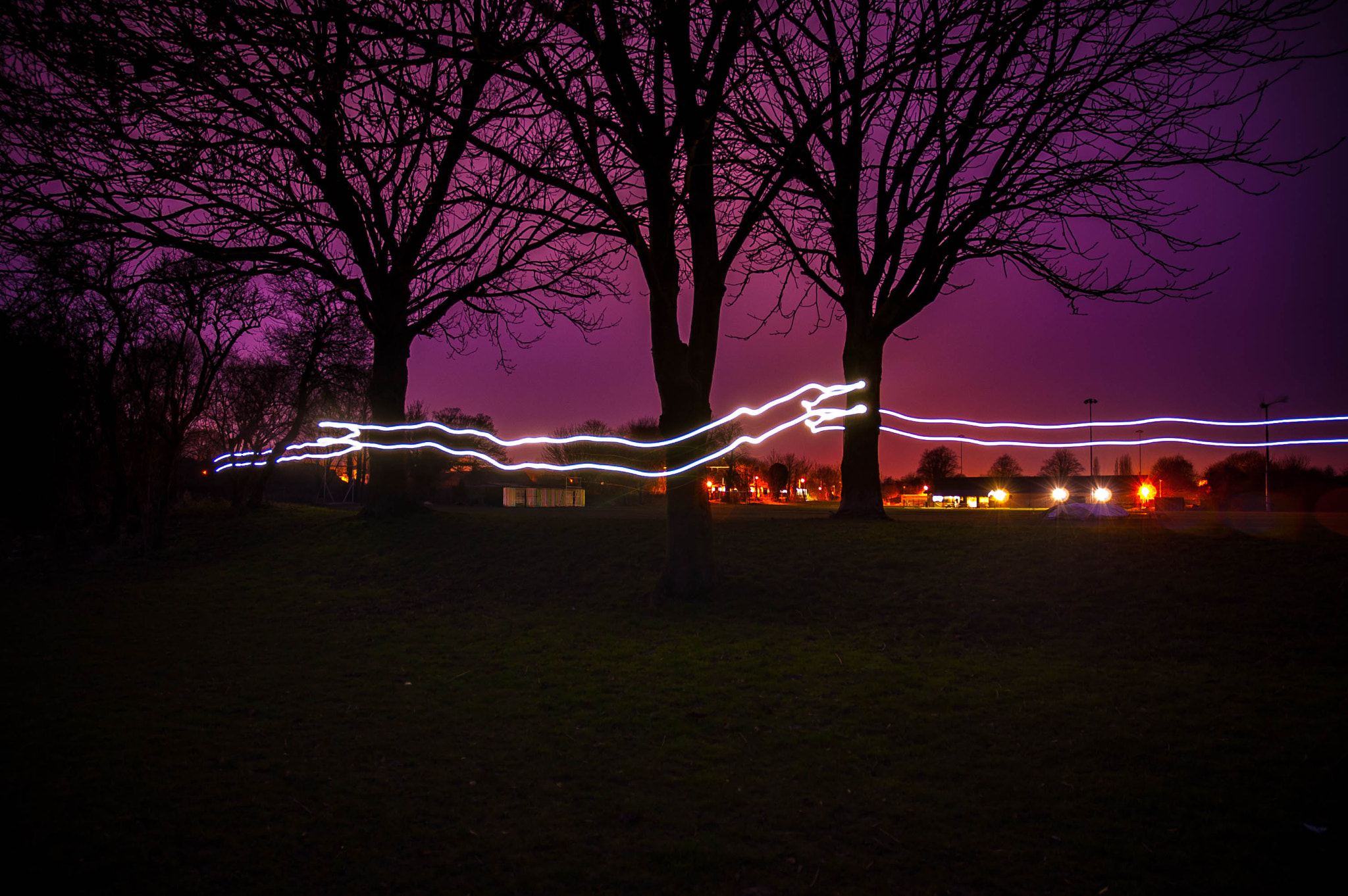 Nikon D50 sample photo. Light trails, purple sky photography