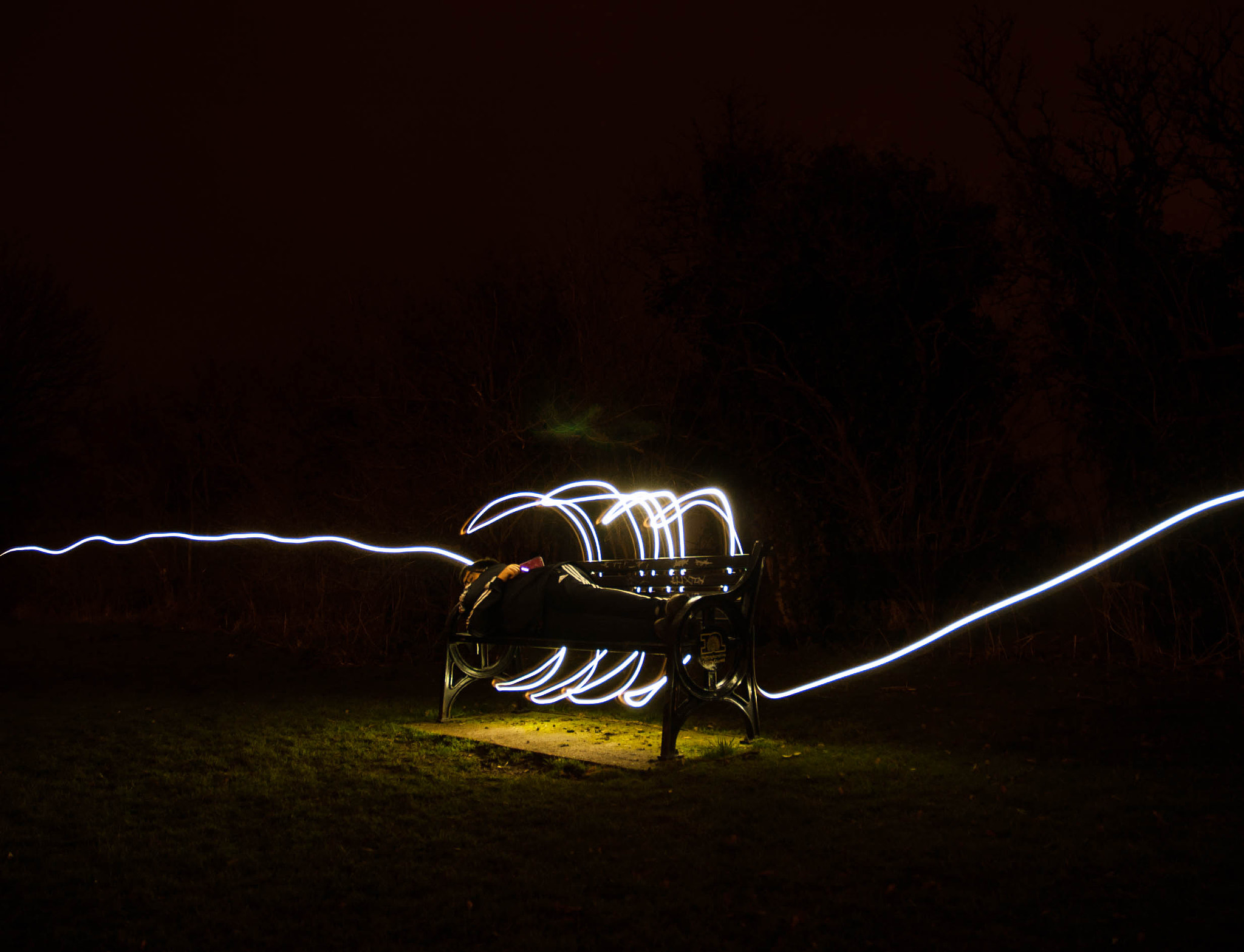 Nikon D50 sample photo. Light trails grabbing someone photography