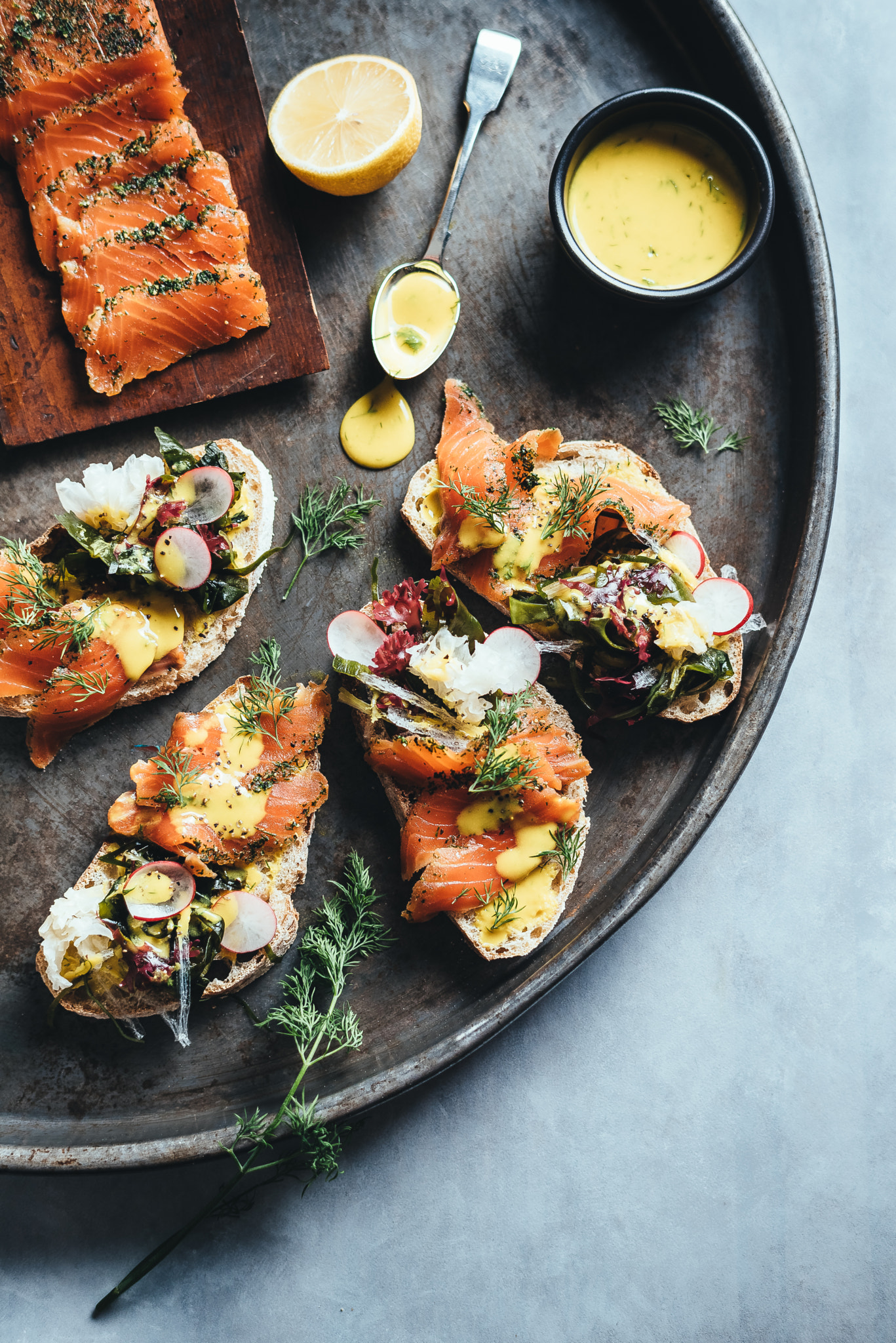 Nikon D750 sample photo. " gravadlax " & seaweed smorrebrod. photography