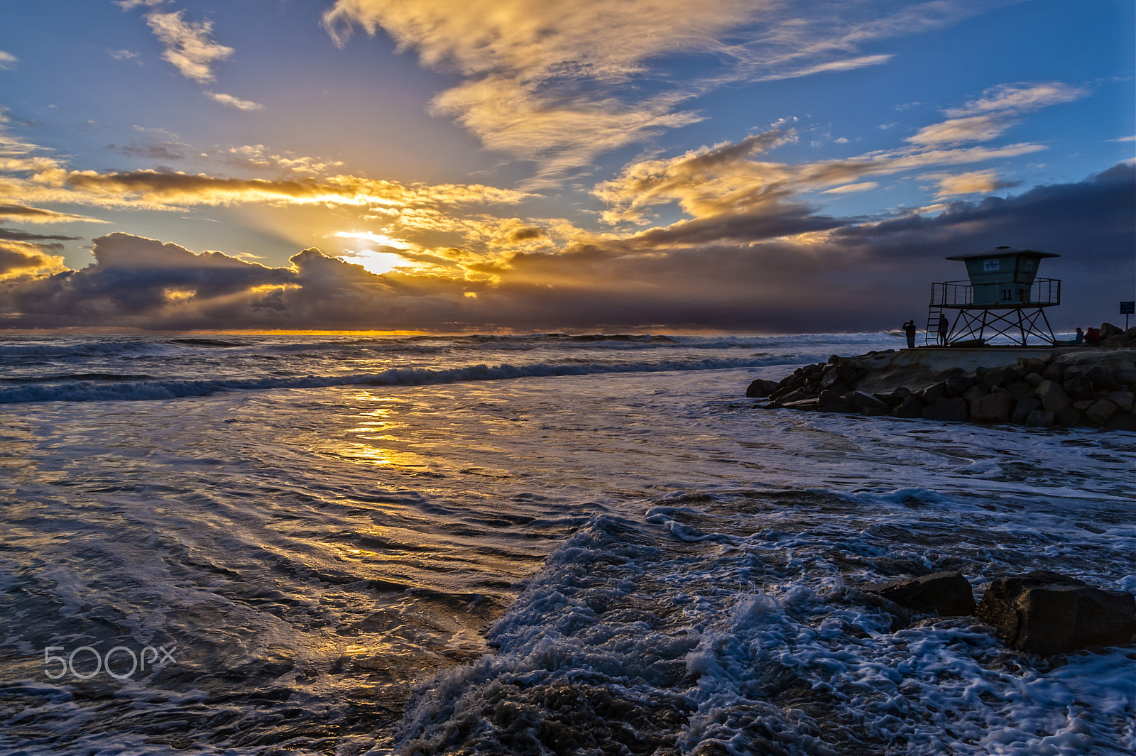 Nikon D700 sample photo. Storm surge at sunset in oceanside - february 18, 2017 photography