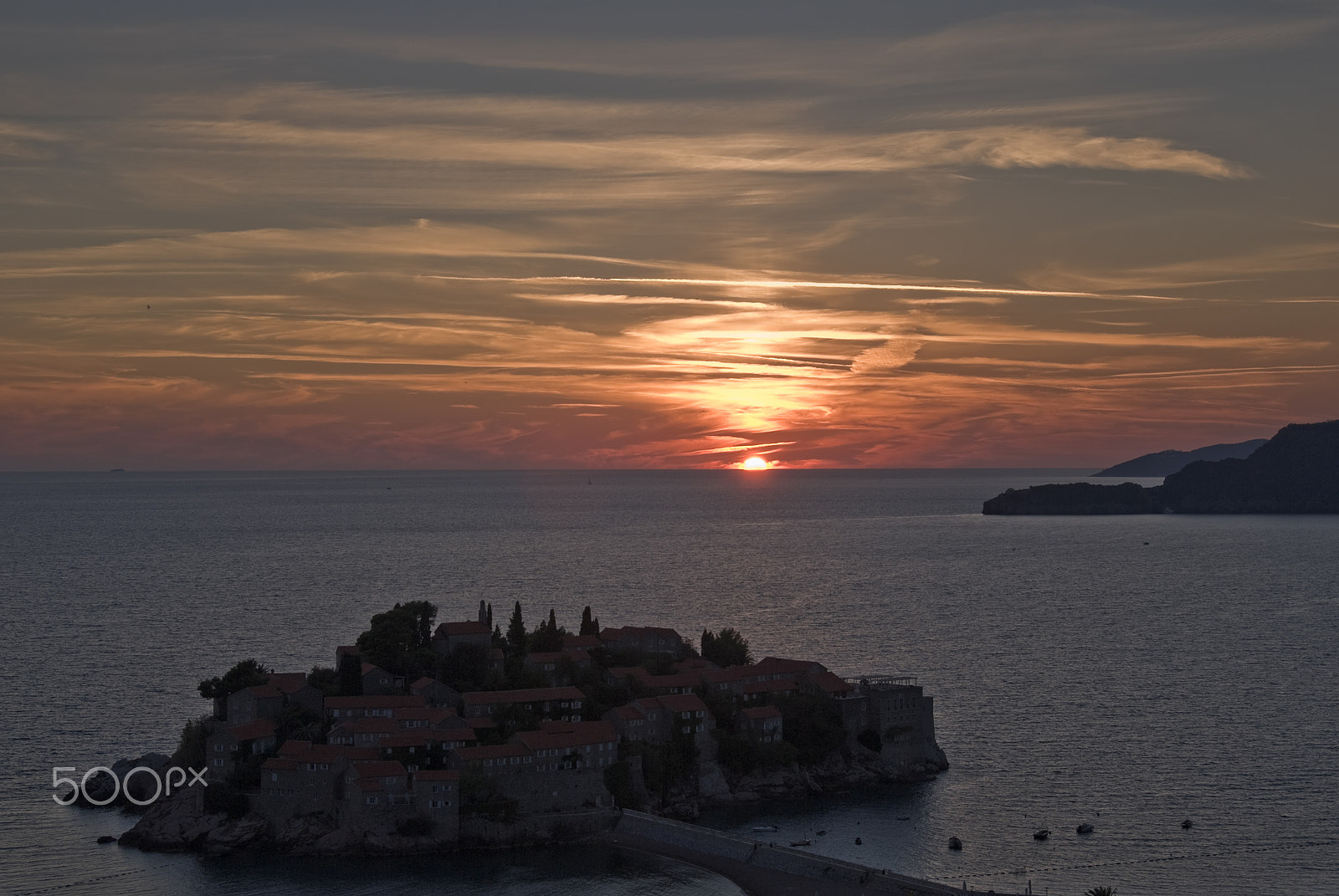 Nikon AF-S Nikkor 24-120mm F4G ED VR sample photo. Sveti stefan island at sunrise photography