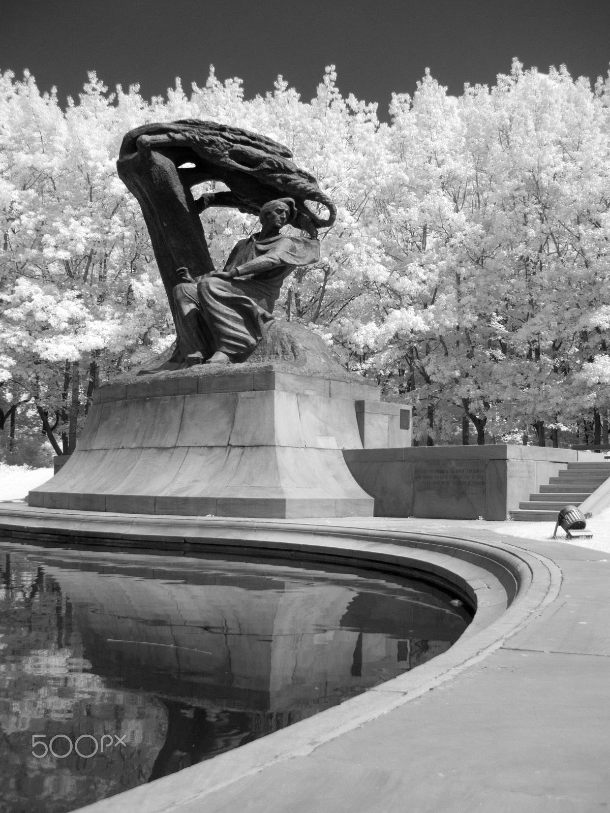 Olympus SP320 sample photo. Statue of frederic chopin in warsaw photography