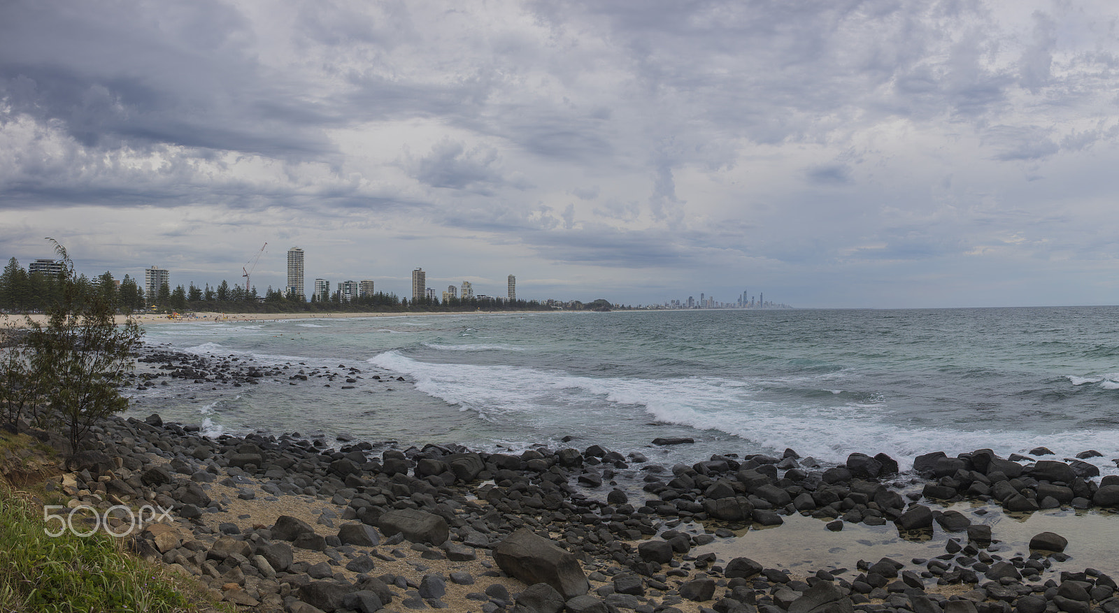 Canon EF-S 24mm F2.8 STM sample photo. 60 megapixel pano of burleigh heads beach photography