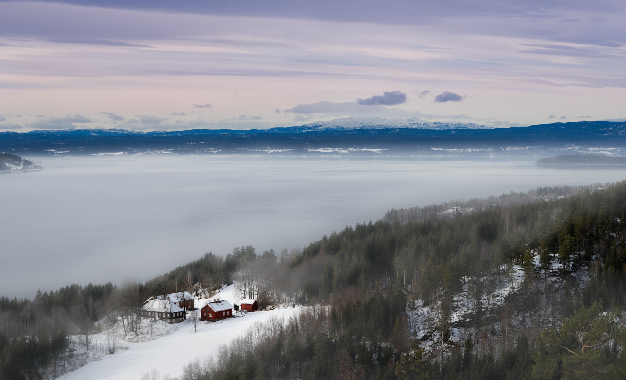 Sony a7R + Sony FE 70-200mm F4 G OSS sample photo. Fog at tyrifjorden photography