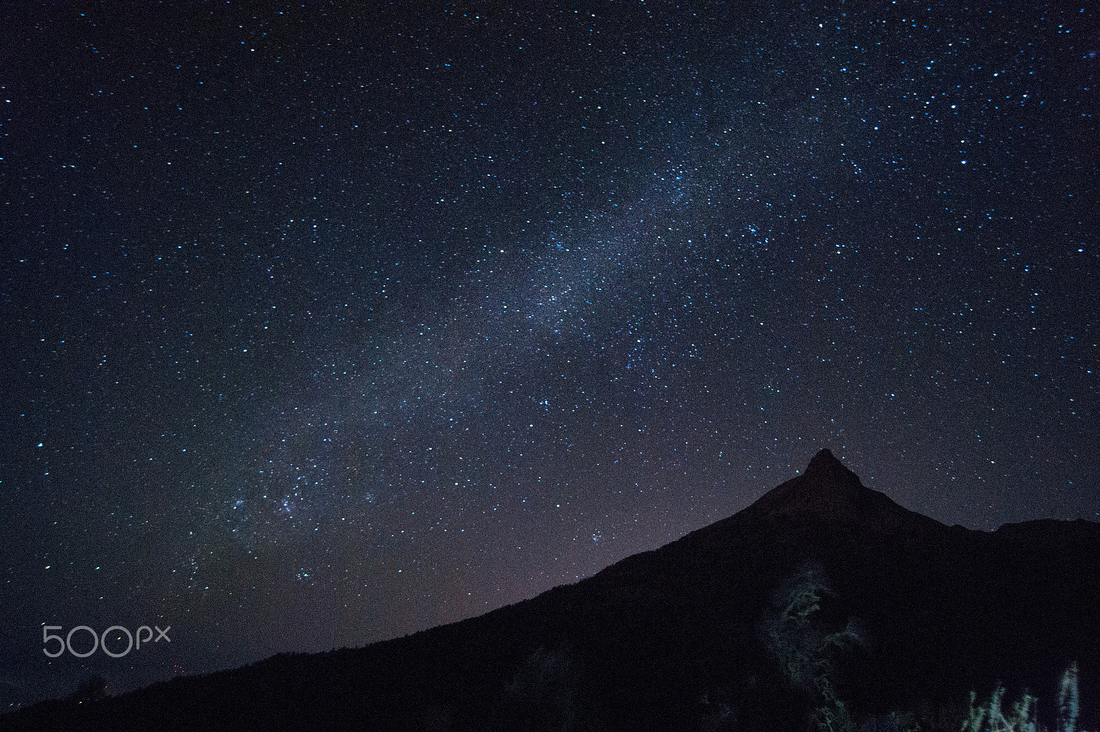 Sony Alpha DSLR-A380 sample photo. Milky way aligned with the volcano photography