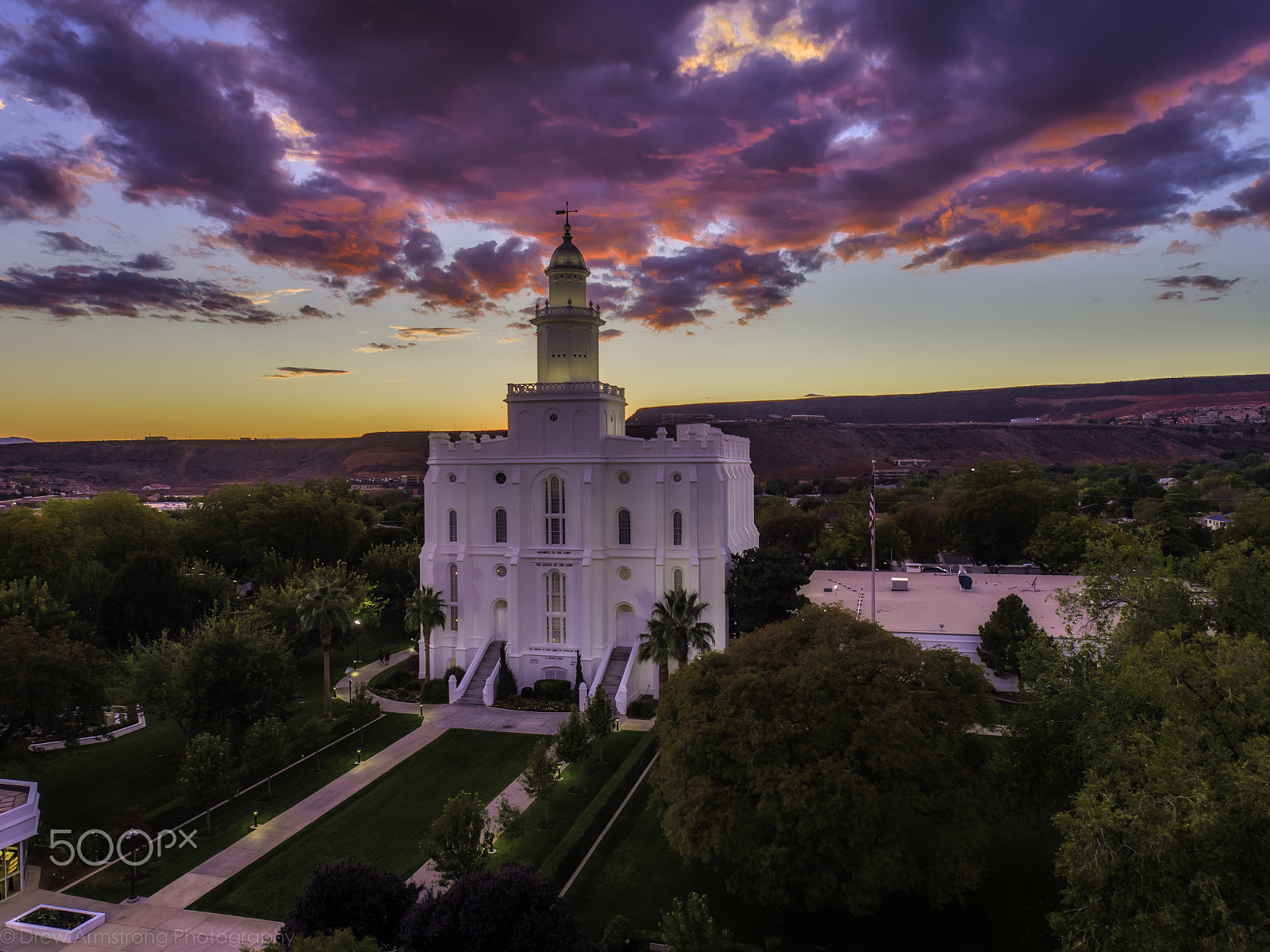 DJI FC550 + OLYMPUS M.12mm F2.0 sample photo. Drone shot of saint george, utah lds temple completed in 1877 (nov 2016) photography