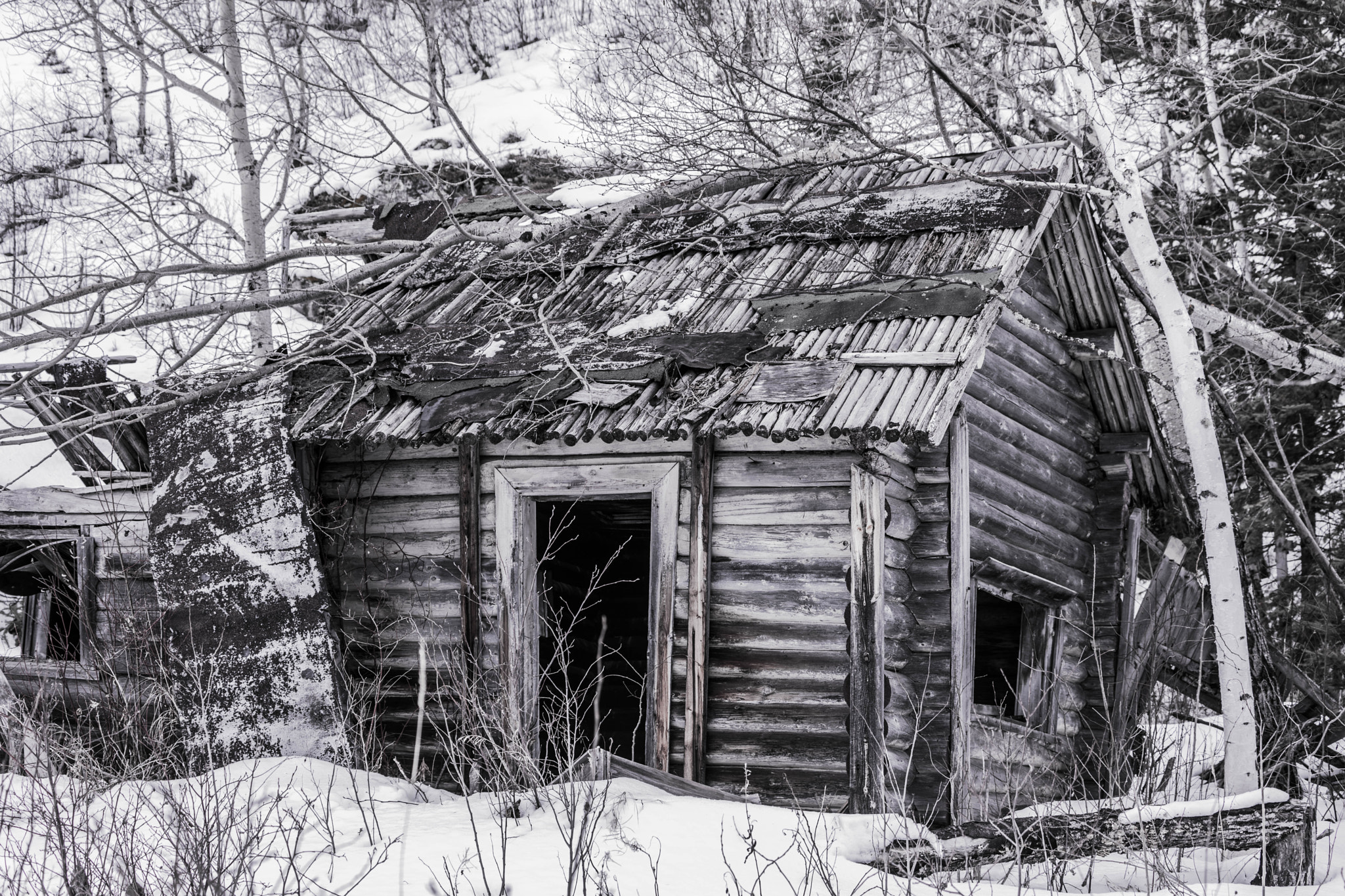 Canon EF 70-300mm F4-5.6L IS USM sample photo. This abandoned cabin is accesible during the winte ... photography