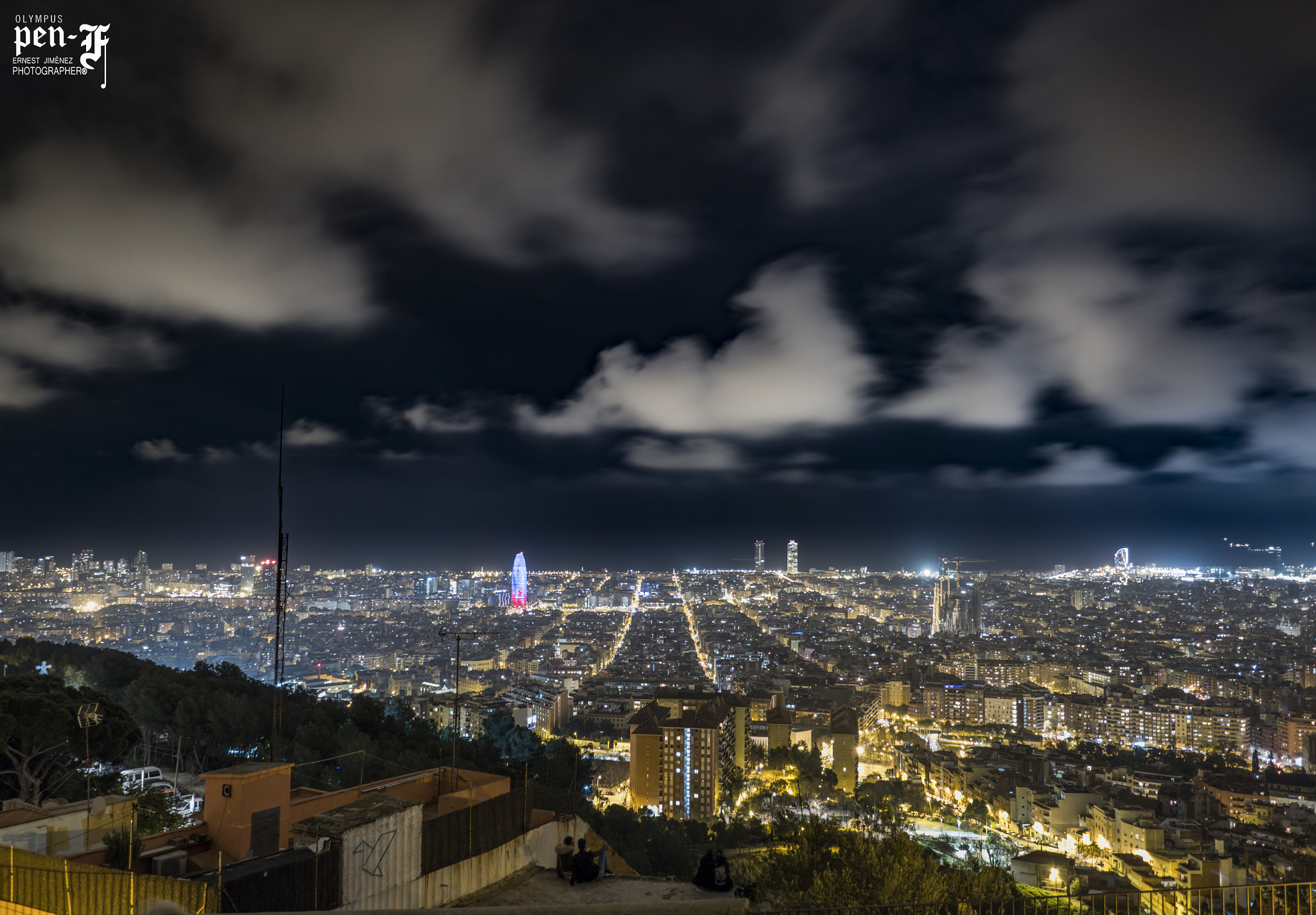 Olympus PEN-F + Olympus M.Zuiko Digital ED 7-14mm F2.8 PRO sample photo. The lights at night in the bunkers - barcelona photography