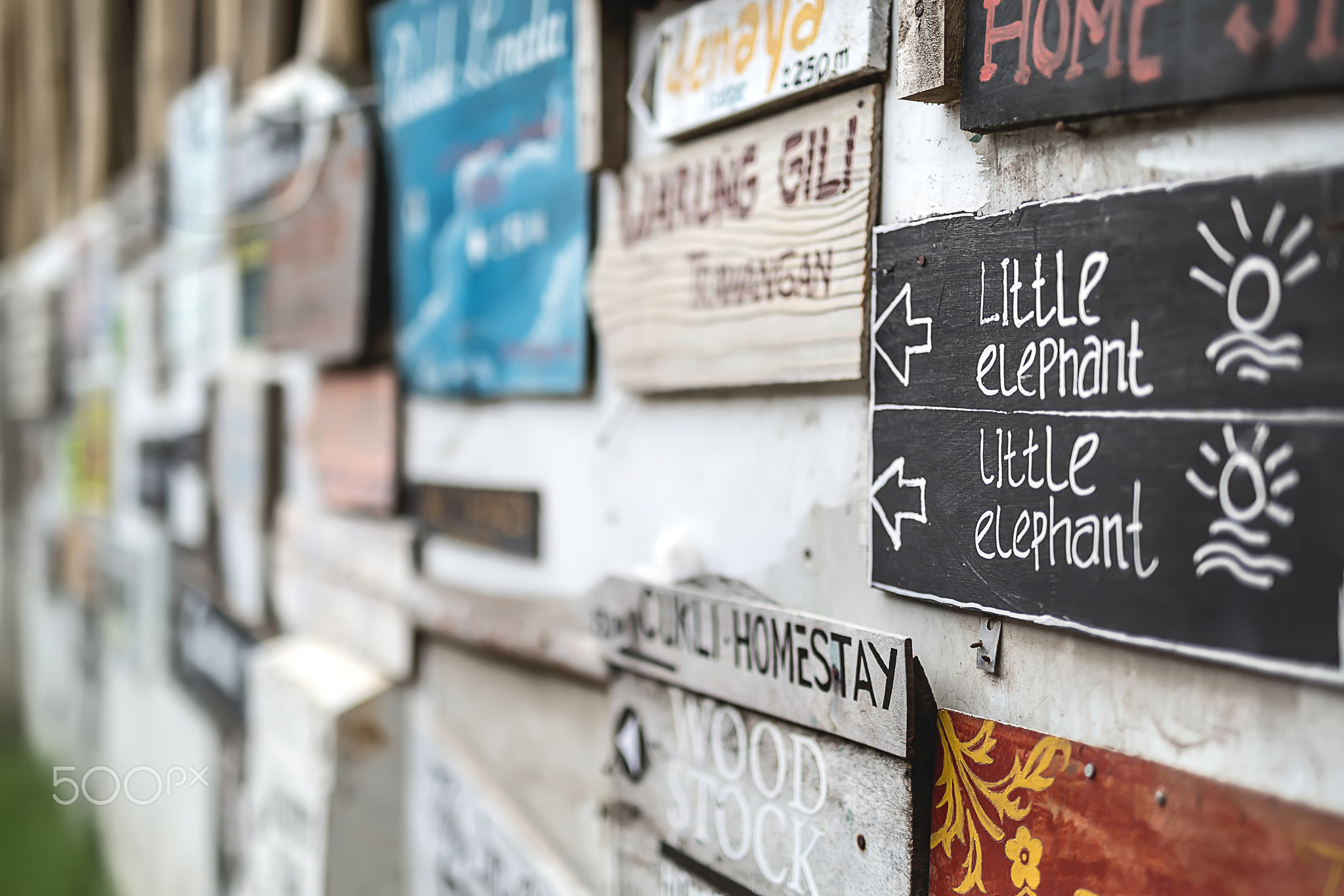 Wall with signboards