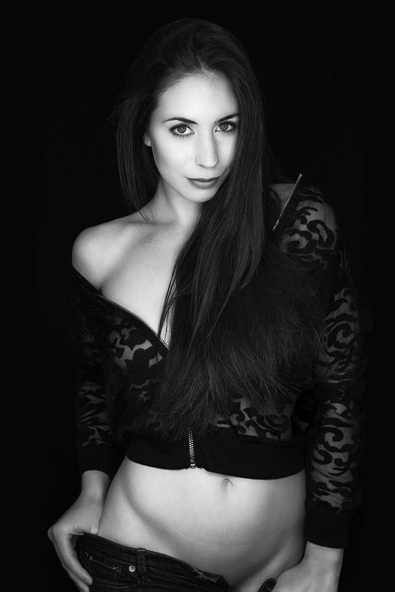 Canon EF 24-85mm F3.5-4.5 USM sample photo. Elle - sheer coat b&w photography