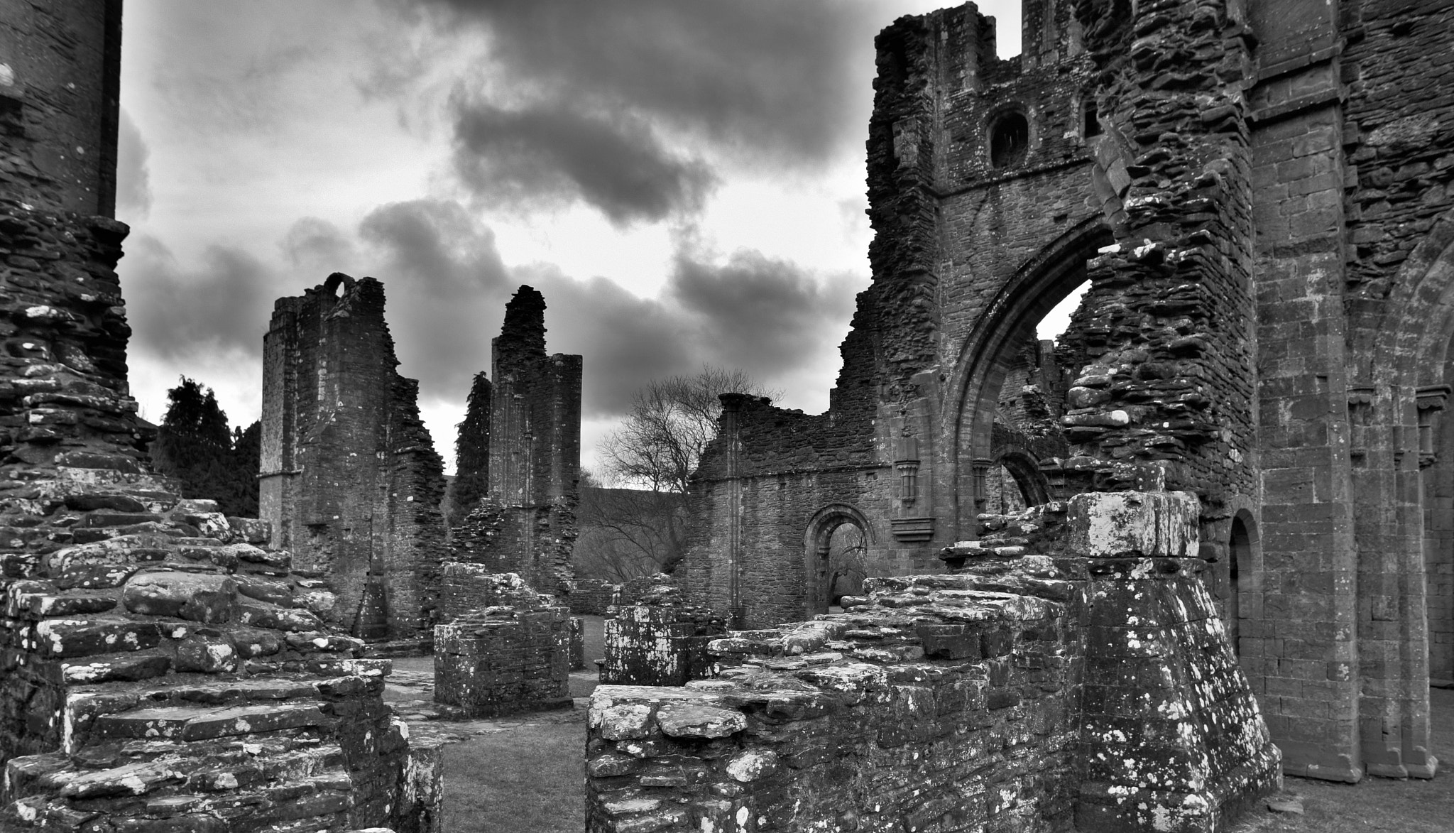 Nikon D750 + AF Nikkor 20mm f/2.8 sample photo. Llanthony priory mono photography