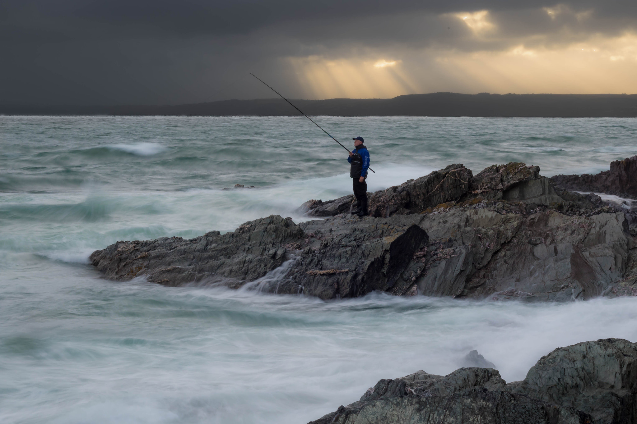 Canon EOS 7D Mark II sample photo. Whitsands bay fishing in the surf photography