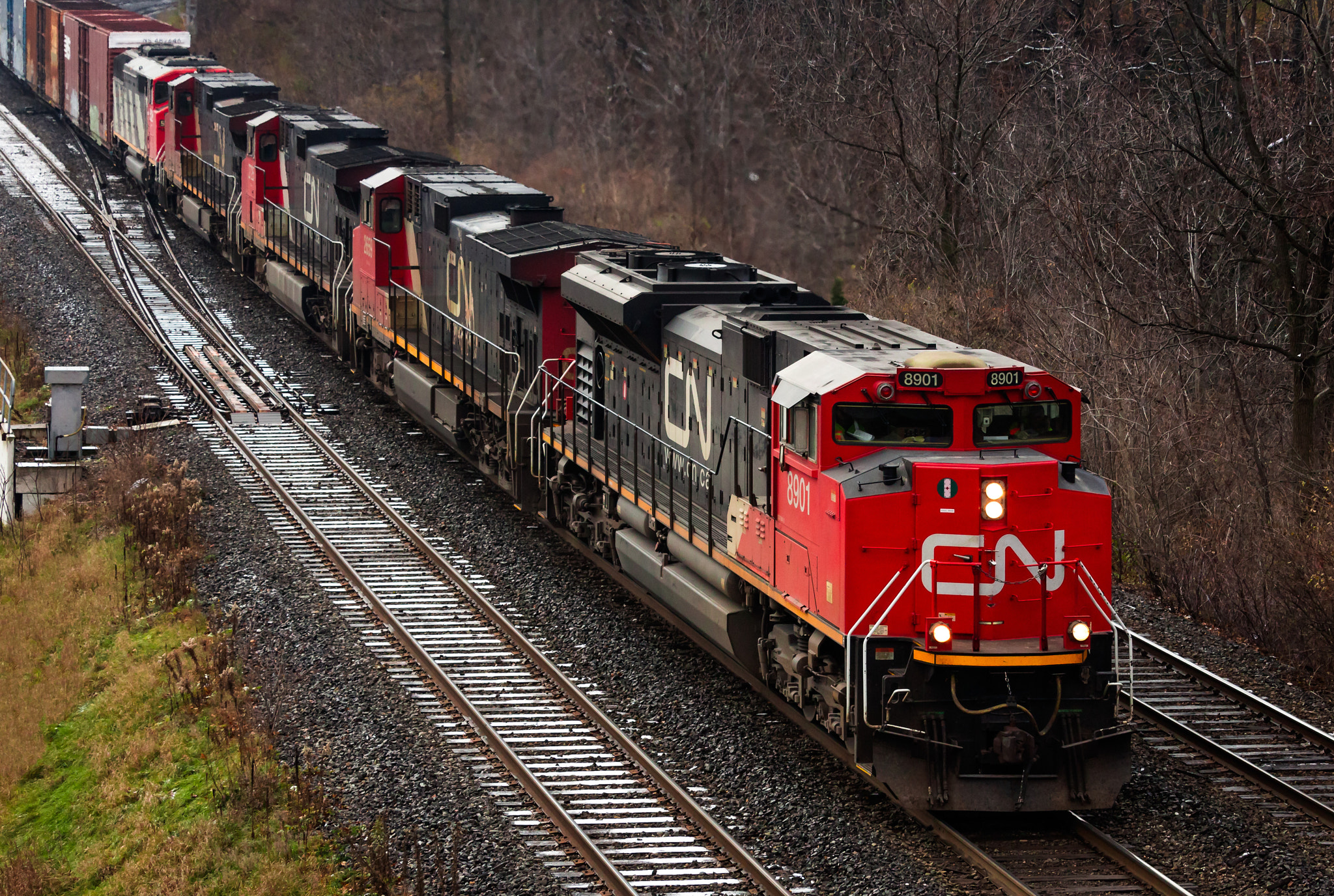 Canon EF-S 55-250mm F4-5.6 IS STM sample photo. Cn freight train at bayview junction photography