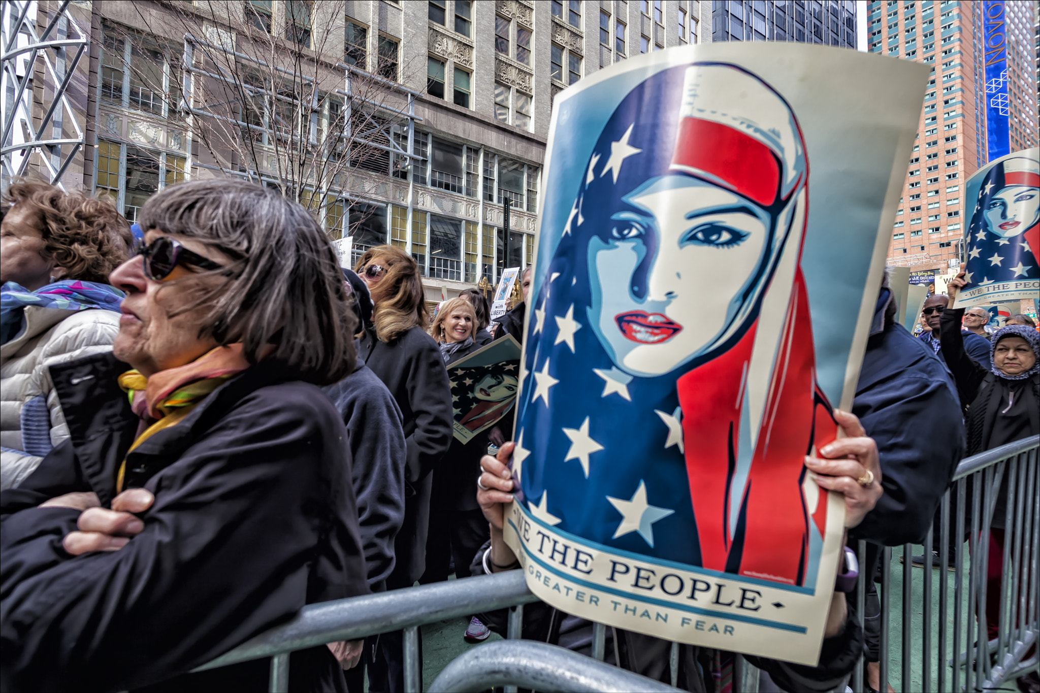 Canon EOS 5D Mark II sample photo. Muslim rally nyc 2_19_17 protesters and signs photography