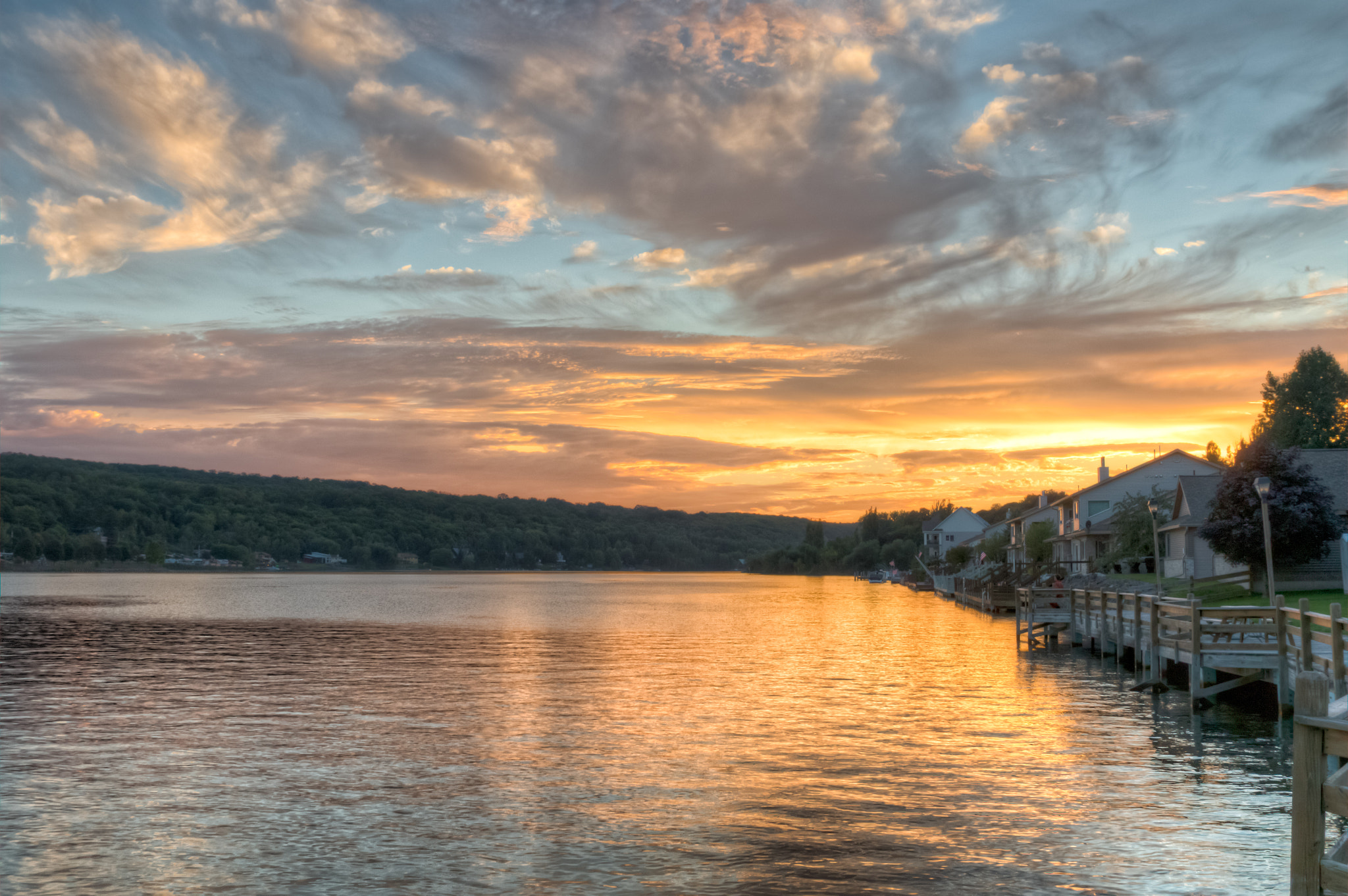 Sigma 24-70mm F2.8 EX DG Macro sample photo. Sunset on portage lake in houghton, michigan photography