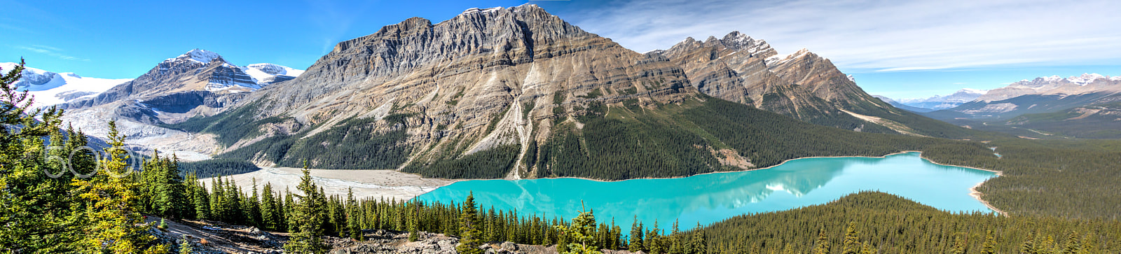 Canon EOS 7D + Canon EF-S 18-135mm F3.5-5.6 IS STM sample photo. Peyto lake - panoramic photography