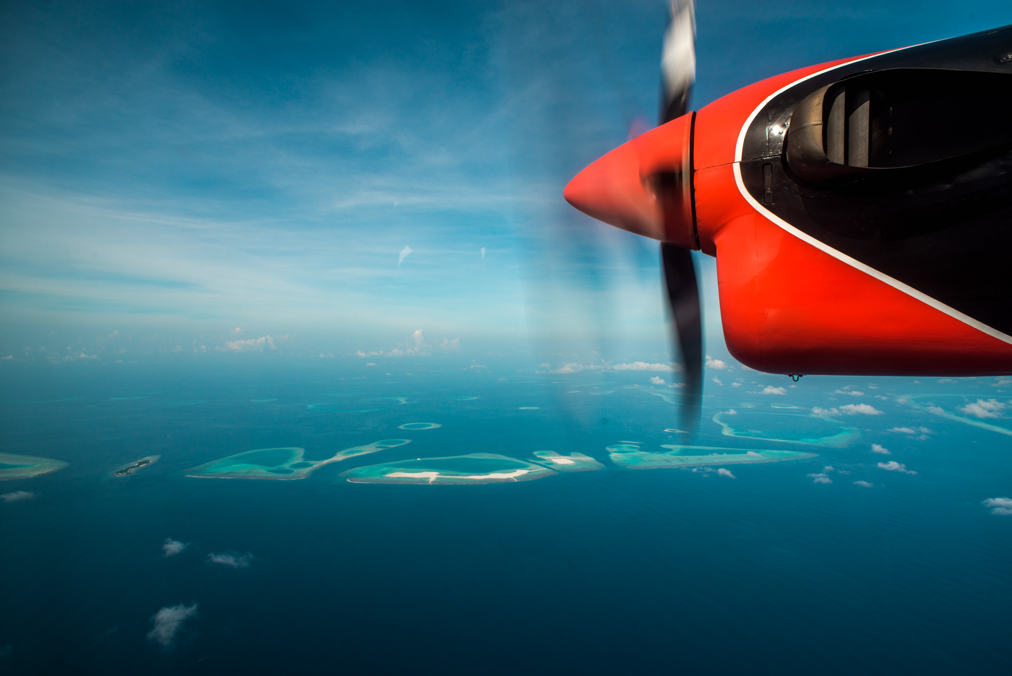 Nikon D800E sample photo. Seaplane flying over the island of maldives photography
