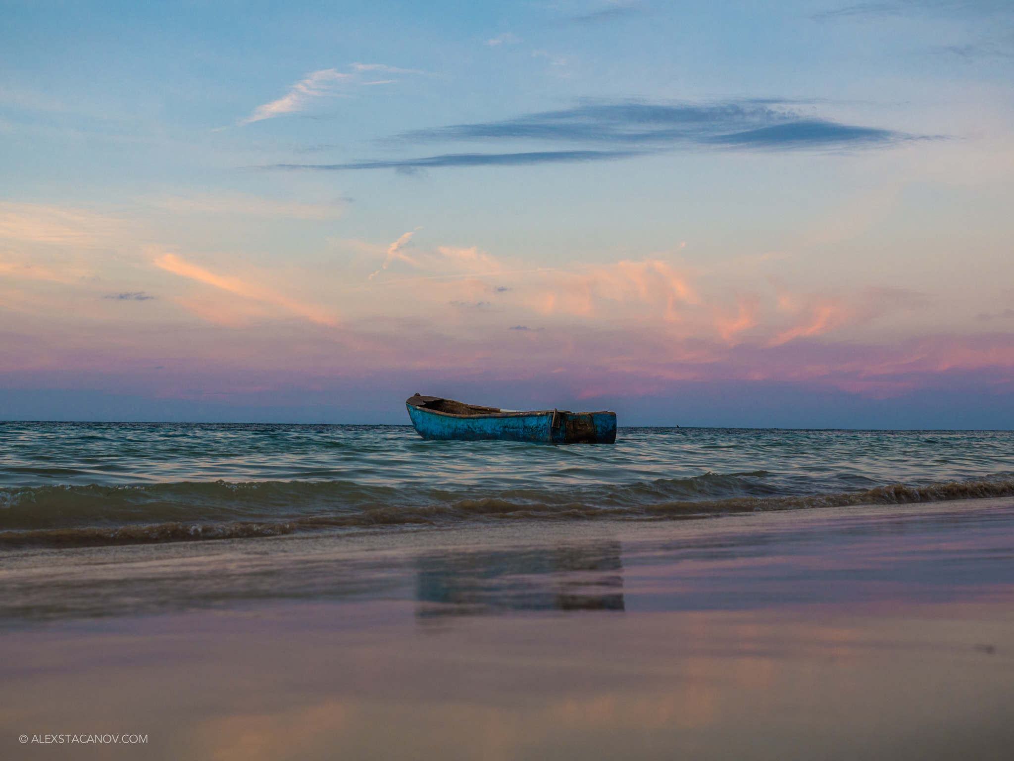 Panasonic Lumix DMC-GH3 sample photo. Boat reflection during beautiful sunset photography