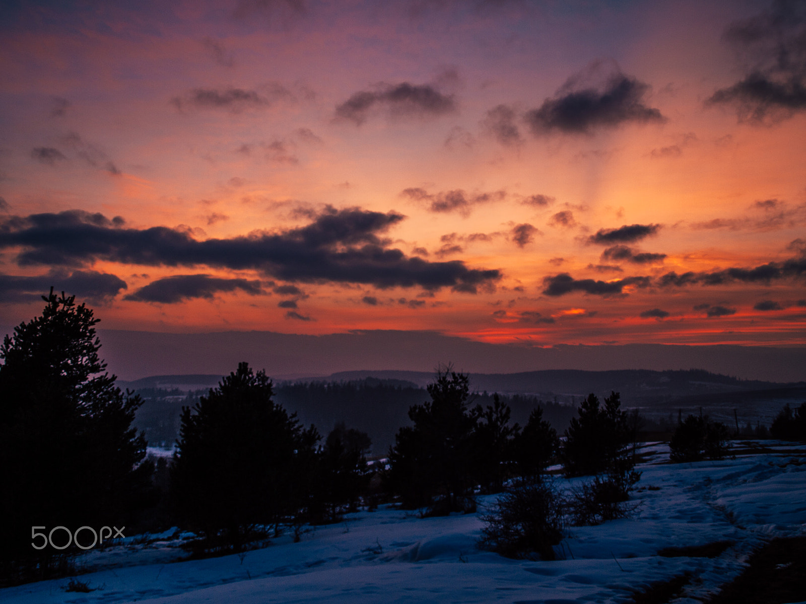 Olympus E-520 (EVOLT E-520) + OLYMPUS 14-42mm Lens sample photo. Sunset at brezová (levoča mountains, slovakia) photography