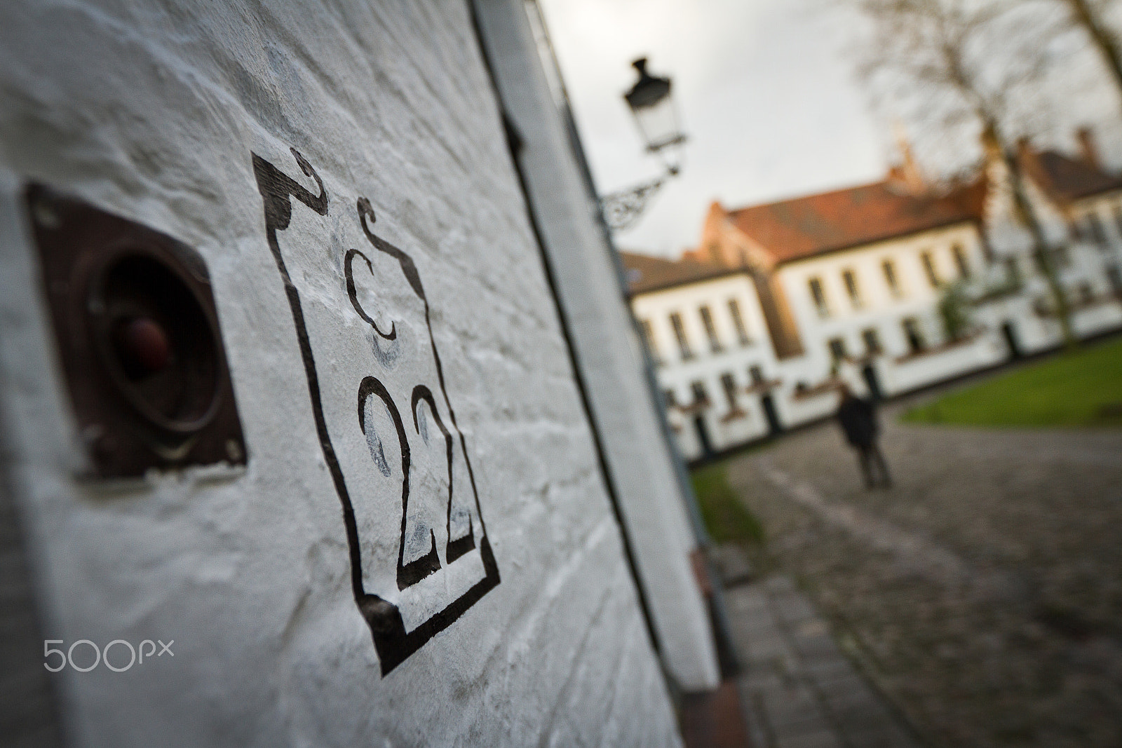 Canon EOS 7D sample photo. Stencilled number on the wall of a house, bruges photography