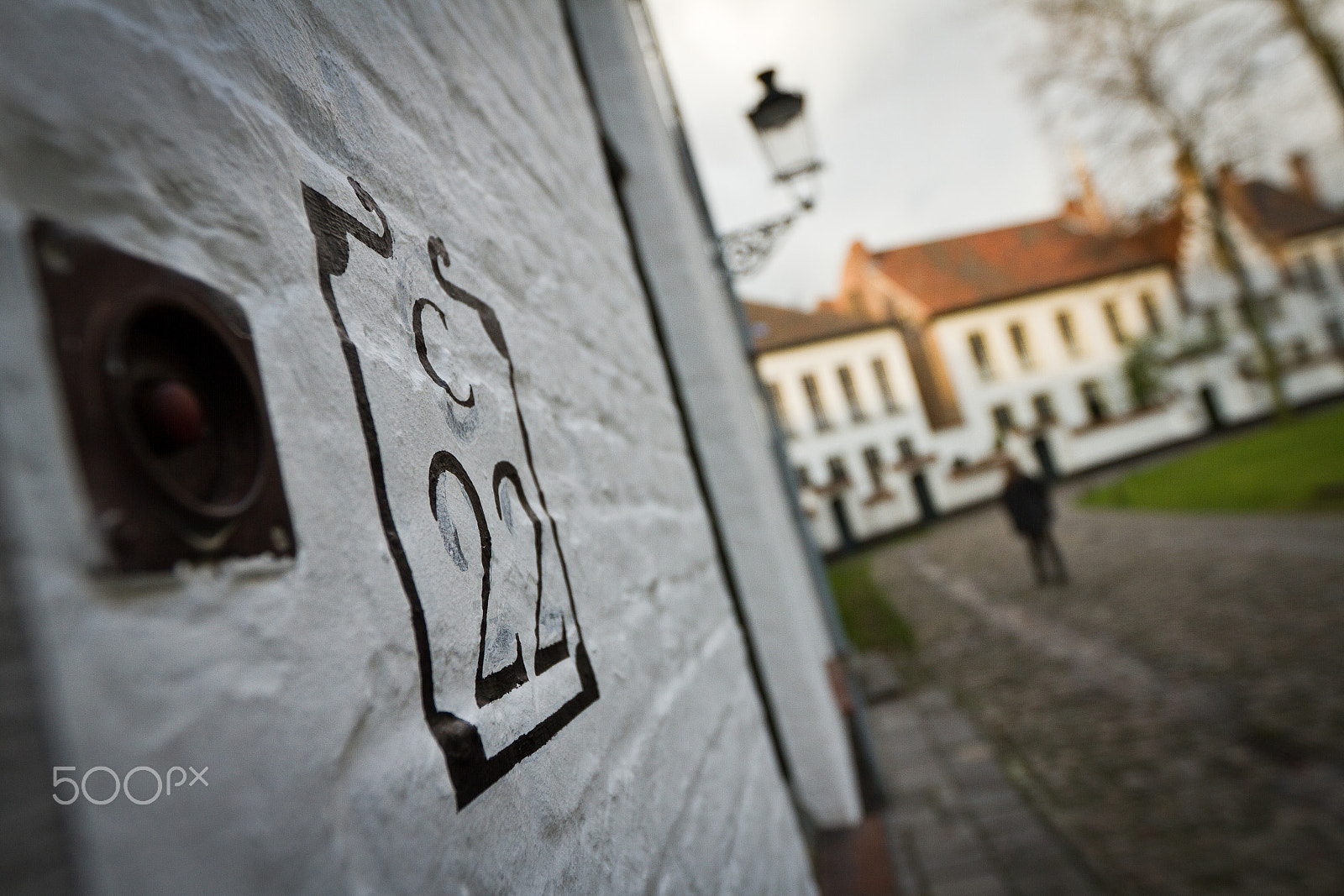 Canon EF 16-35mm F2.8L II USM sample photo. Stencilled number on the wall of a house, bruges photography