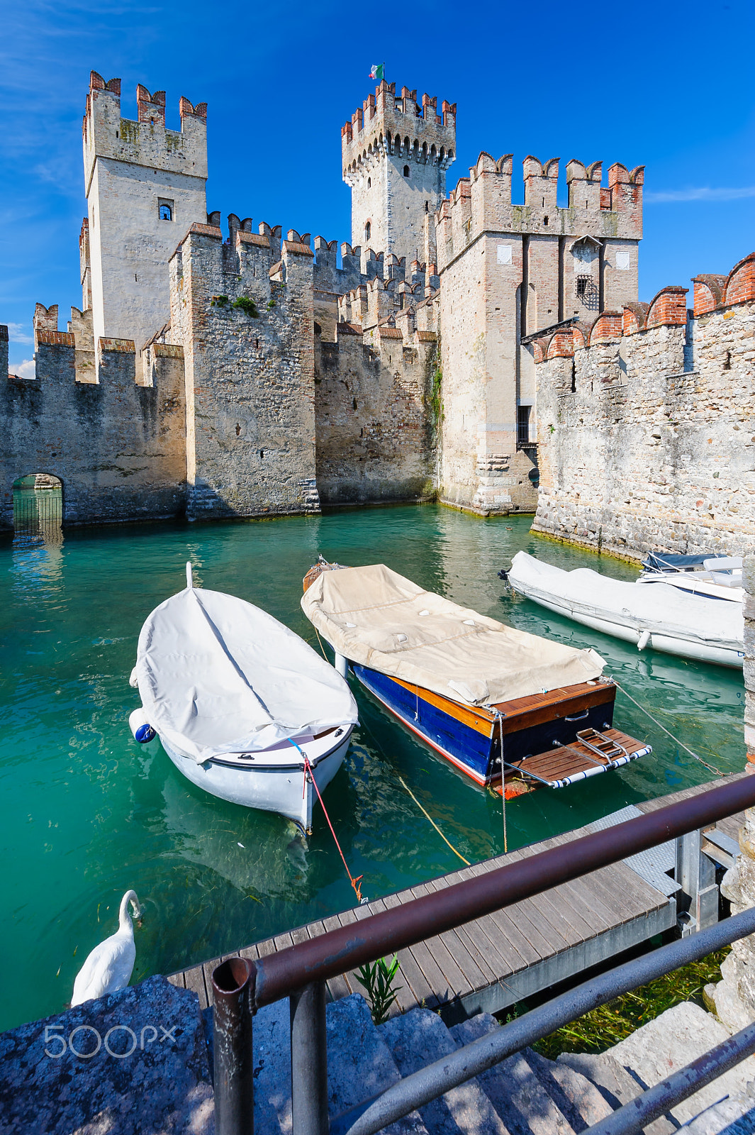 Nikon AF-S Nikkor 16-35mm F4G ED VR sample photo. Medieval castle scaliger in old town sirmione on lake lago di garda, northern italy photography