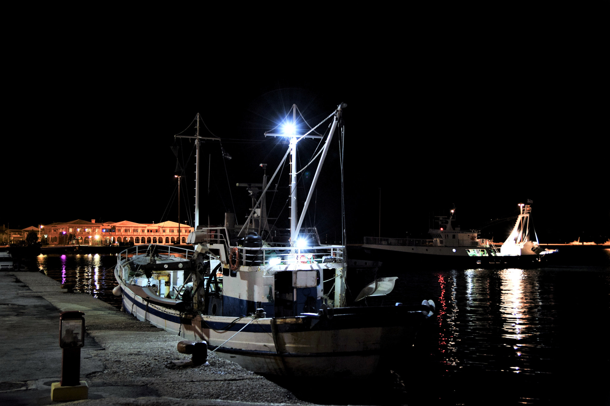 Sigma 17-50mm F2.8 EX DC OS HSM sample photo. Fishing boats -night in the port photography