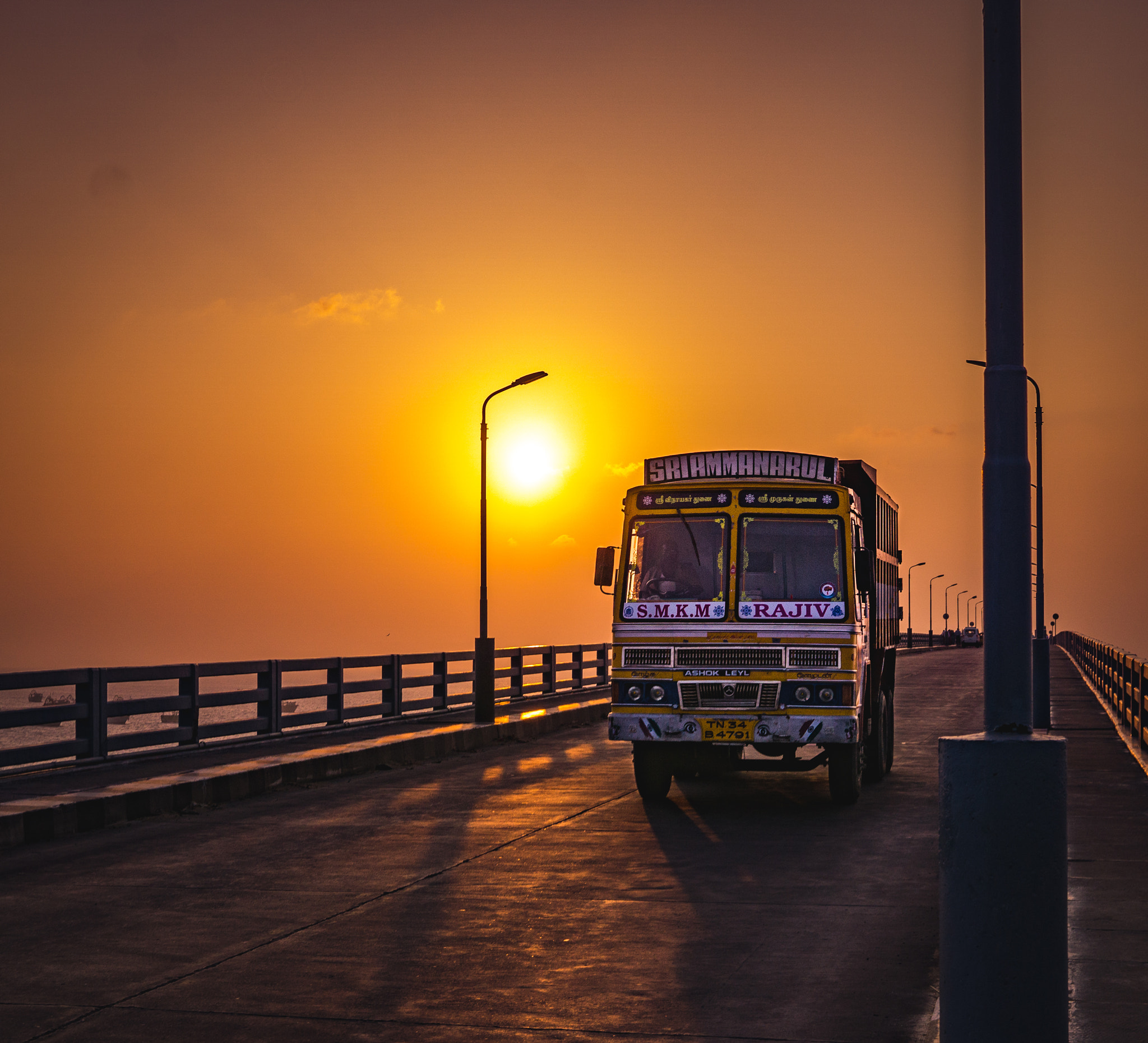 Sony a6000 sample photo. Sunset at pamban bridge, rameswaram, india photography